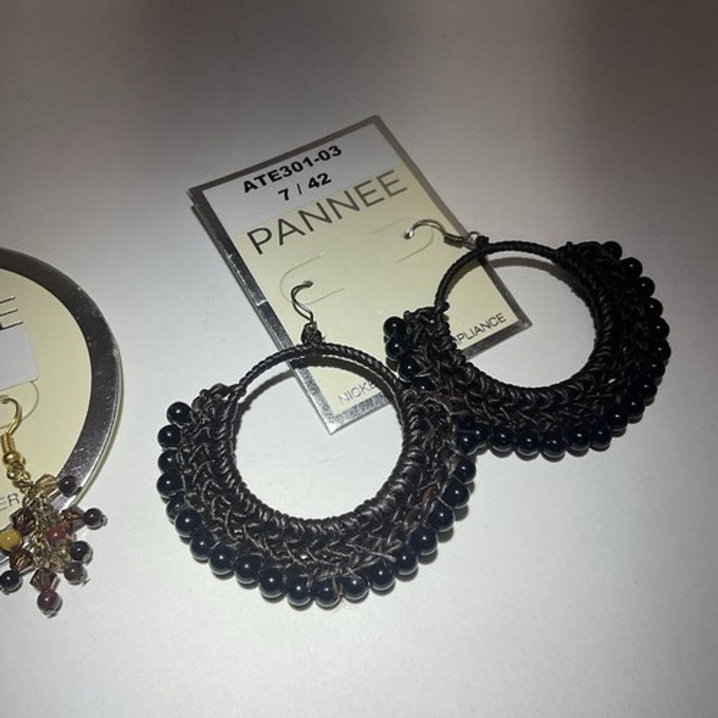Other Pannee Loop /Hoop Macrame Earrings Brown & Beaded Dangle Size ONE SIZE - 9 Thumbnail