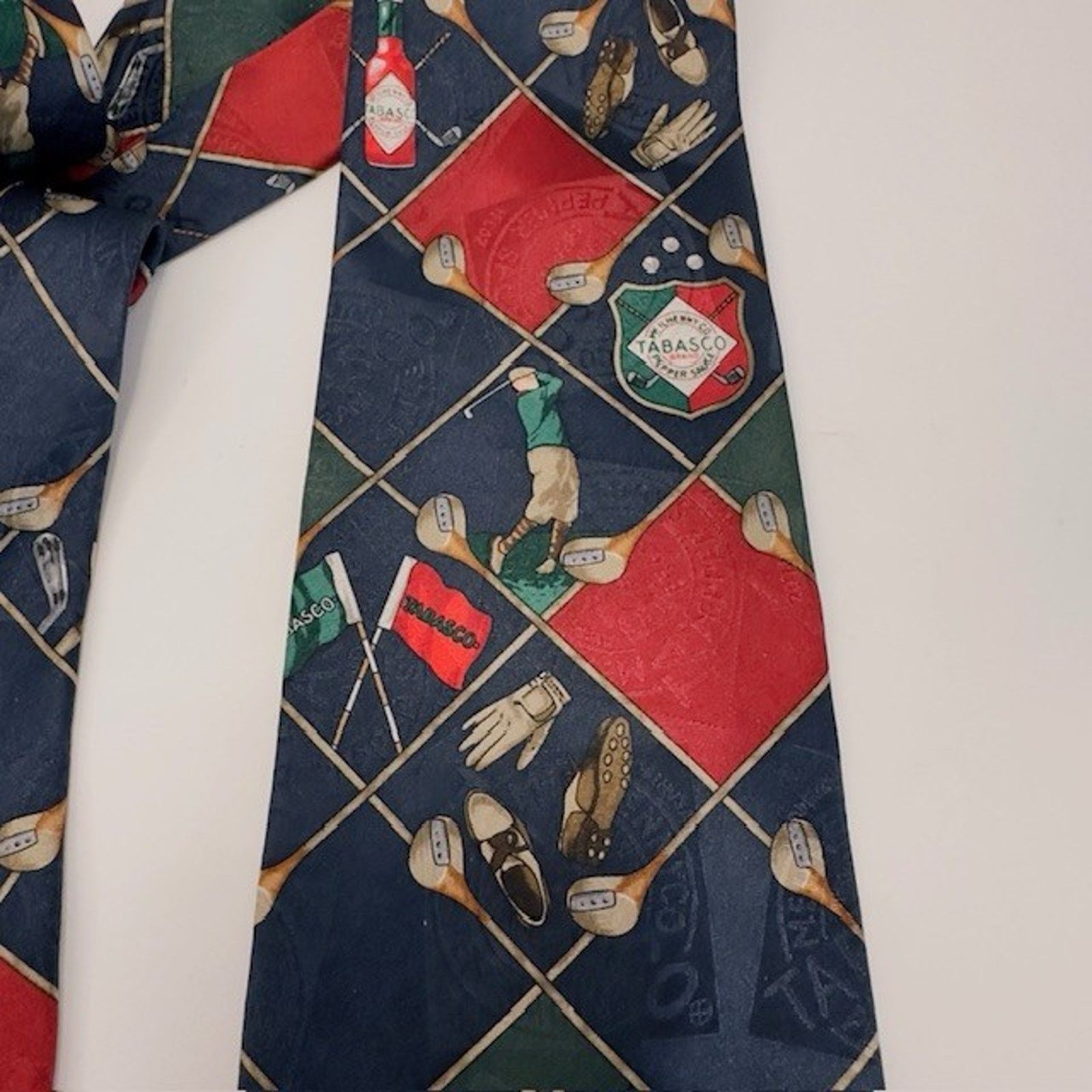 Tabasco Tabasco Golf Themed 100% Silk Tie USA Novelty 58 1/2" x 4" Size ONE SIZE - 7 Thumbnail
