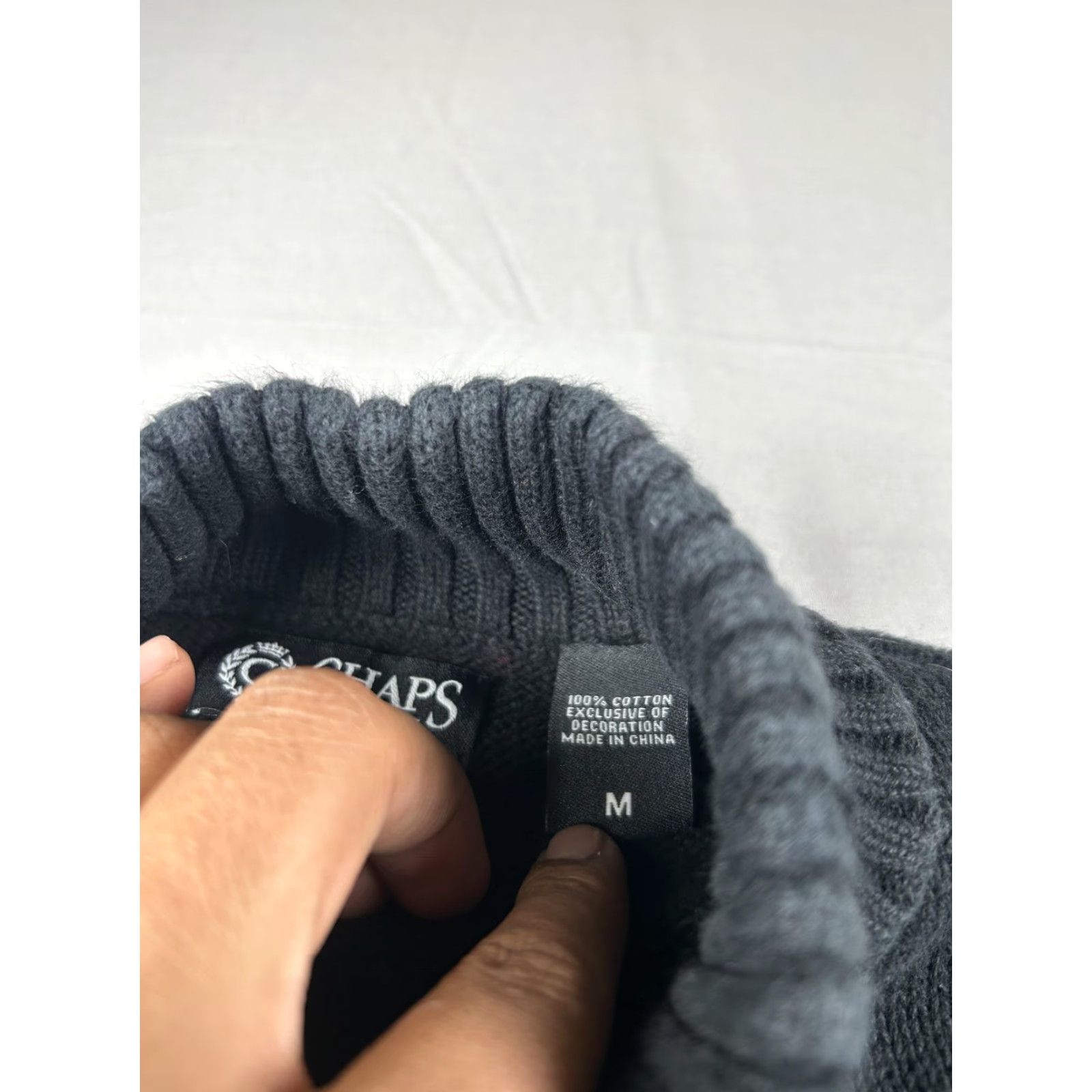 Chaps Chaps Sweater Men M Mock Neck Button Knit Fair Isle Reindeer Christmas Holiday Snow Pattern Black 100% Cotton Knit - Mens Medium Size US M / EU 48-50 / 2 - 4 Thumbnail