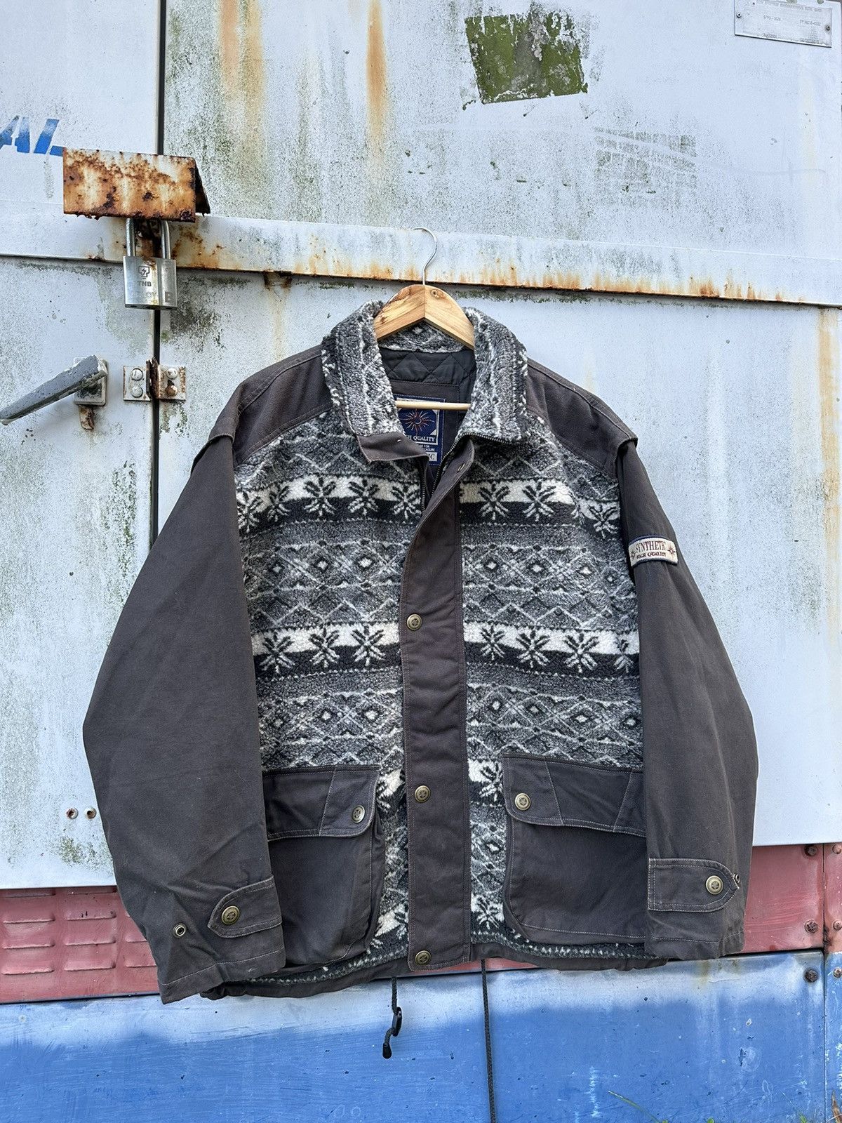 Vintage 👹Vintage SYNTHETIC BEAUTIFUL FLEECE UTILITY JACKET Size US XL / EU 56 / 4 - 3 Thumbnail
