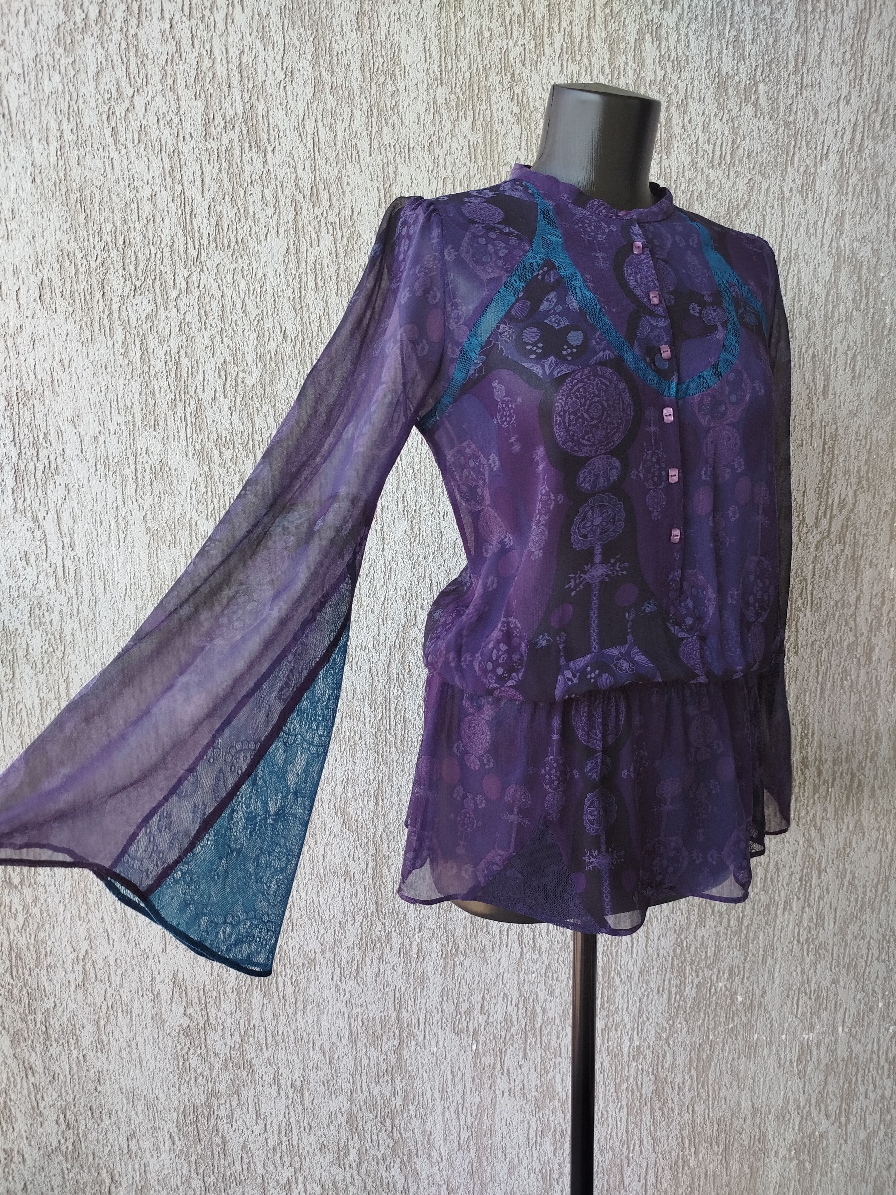 Custo Barcelona Blouse Long Sleeve Boho Chiffon Silk Vintage Y2K Size S Size S / US 4 / IT 40 - 5 Thumbnail