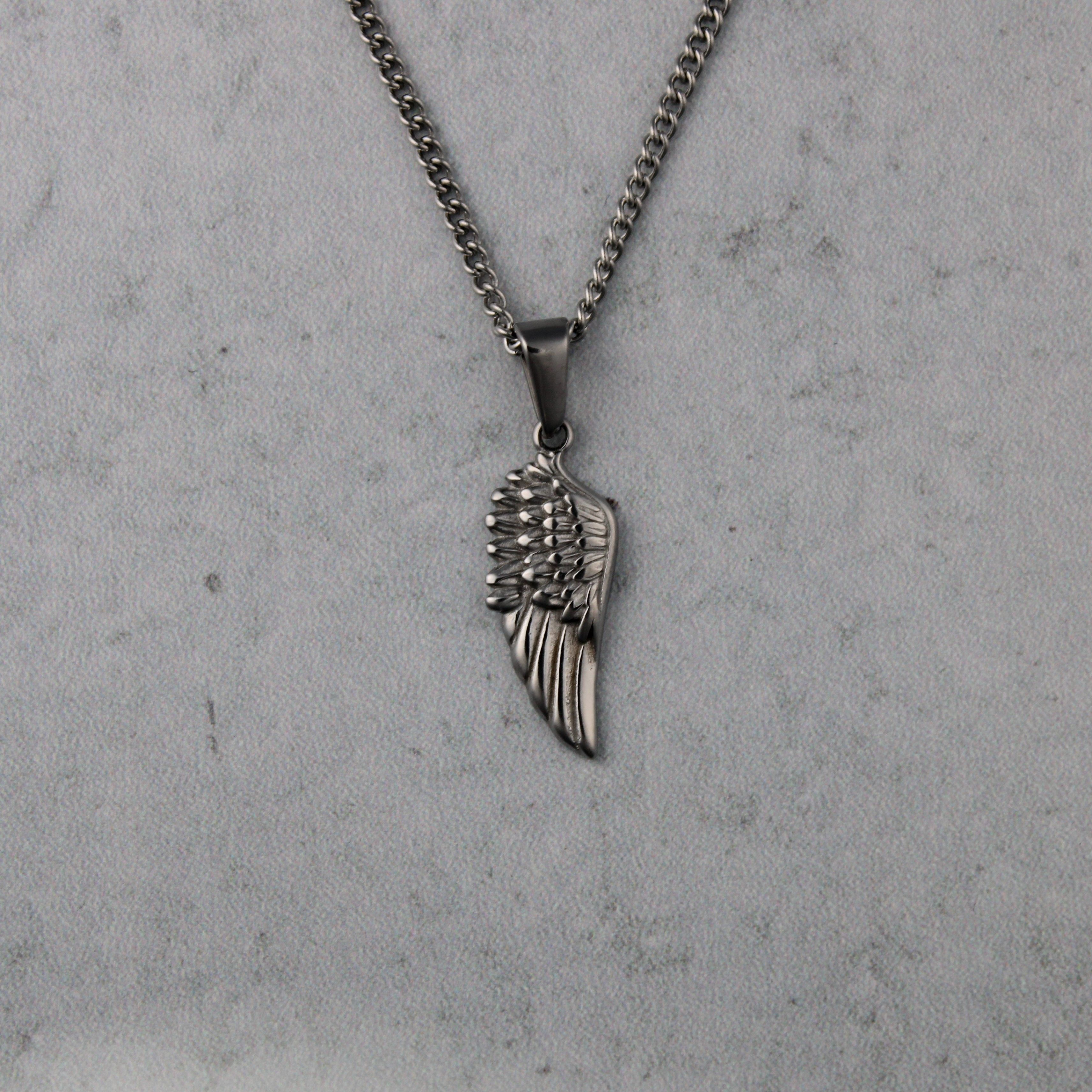 Jewelry Silver Wing Pendant Chain Necklace Stainless Steel Size ONE SIZE - 3 Thumbnail