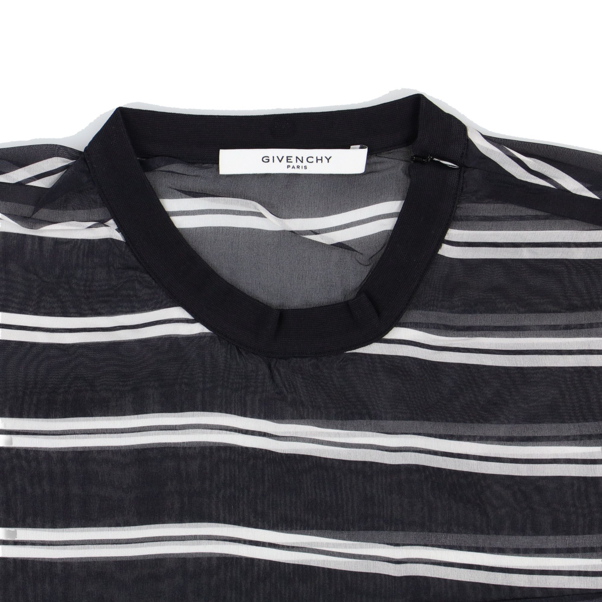 Givenchy Black and White Striped Organza Silk Oversized T-Shirt Size US L / EU 52-54 / 3 - 5 Thumbnail