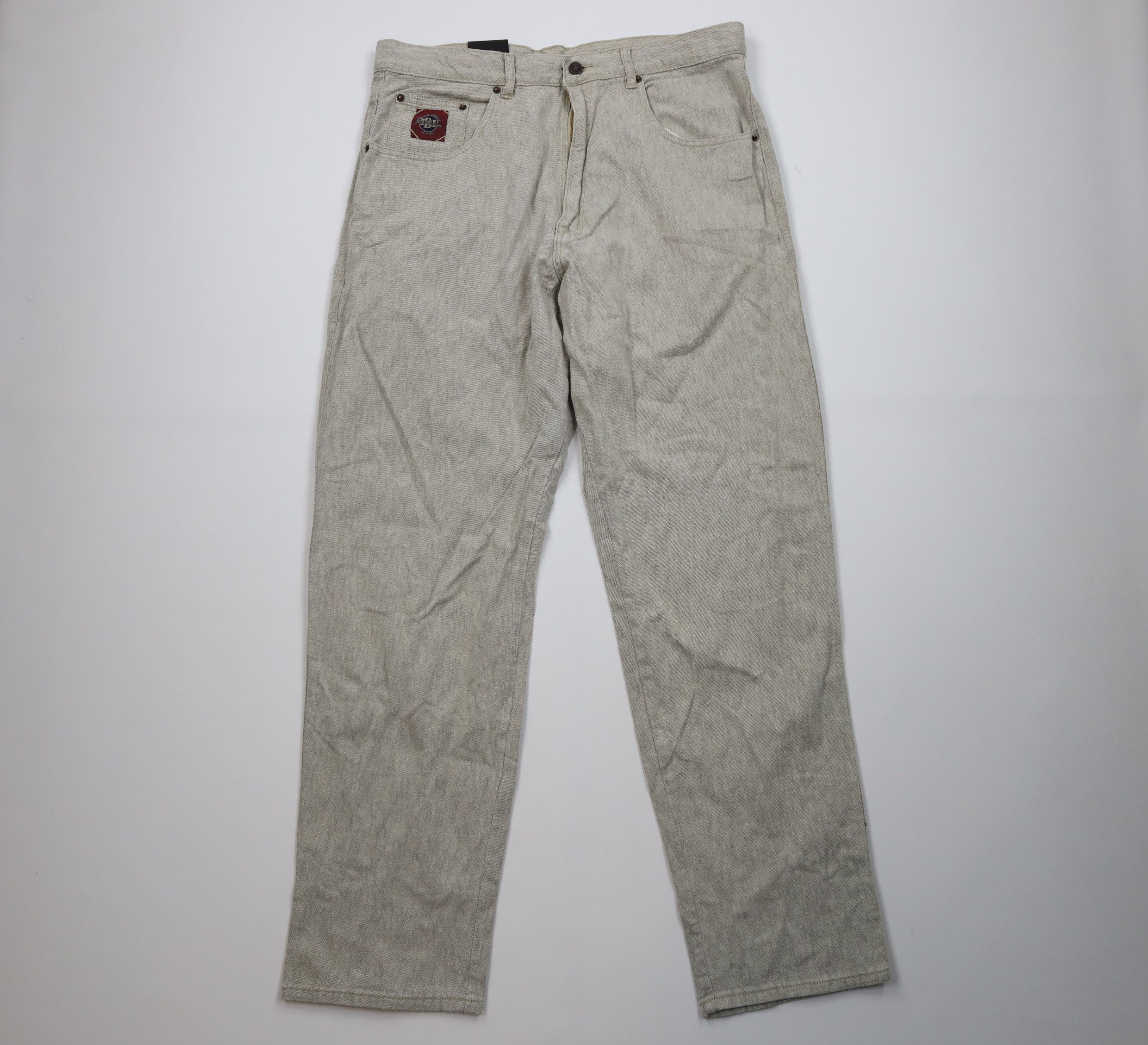 Pelle Pelle Deadstock Vintage 90s Pelle Pelle Wide Leg Jeans Linen Denim Size US 38 / EU 54 - 1 Thumbnail