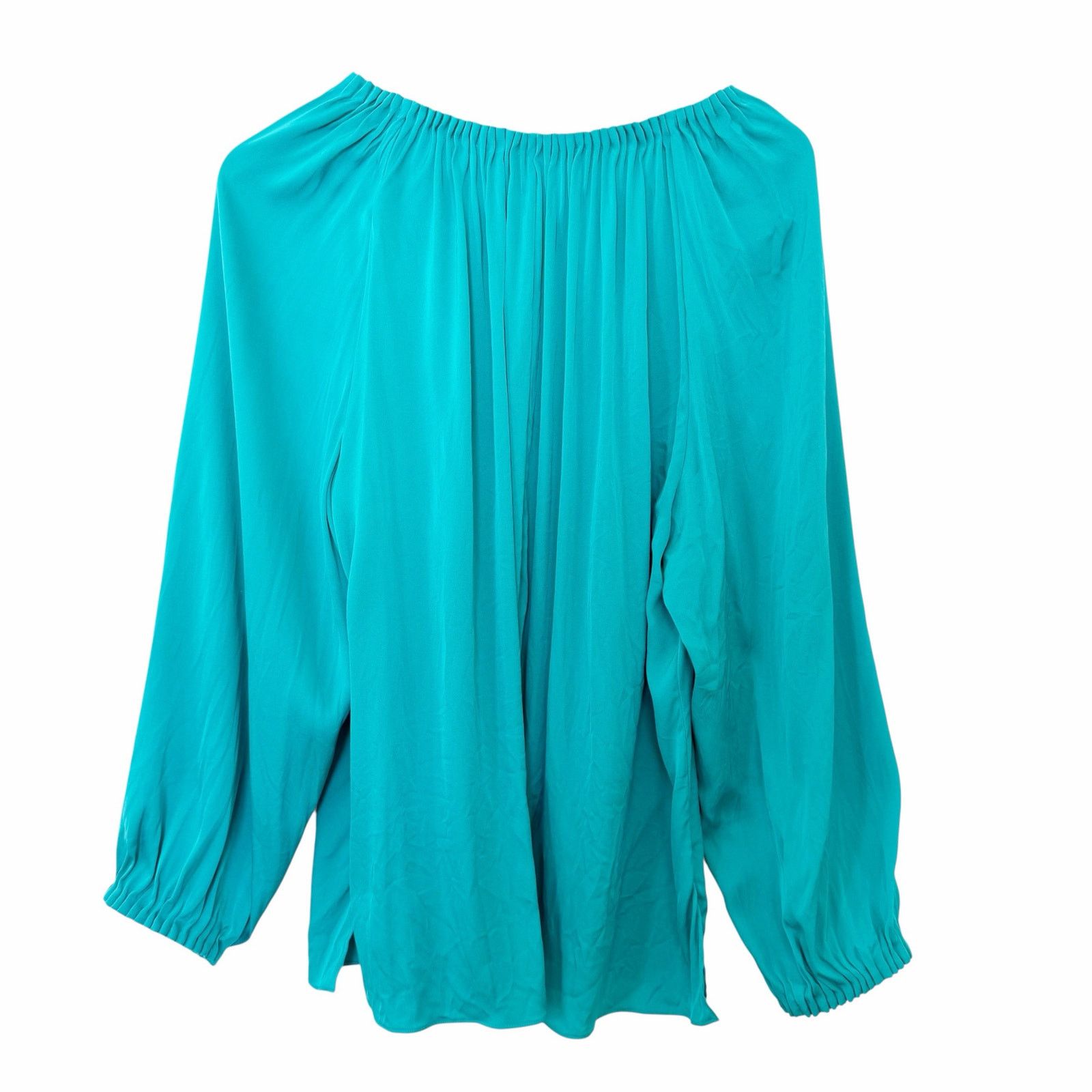 KOBI HALPERIN Kobi Halperin Teal Silk Long Sleeve Blouse Sz XL Size XL / US 12-14 / IT 48-50 - 4 Thumbnail