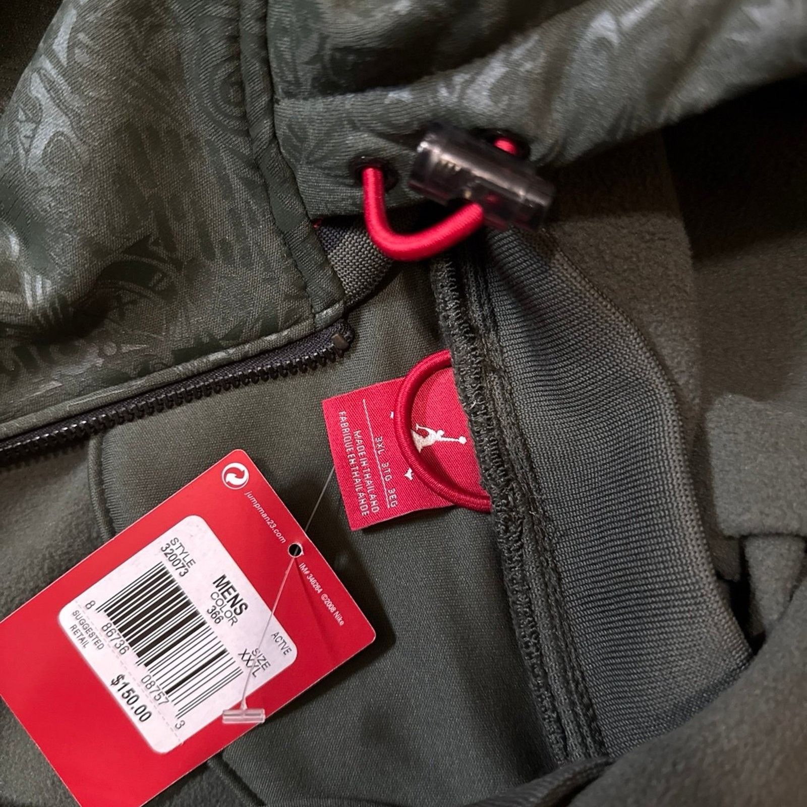 Jordan Brand 2008 Air Jordan Olive Green Zip Up Hoodie Sweatshirt Size US XXL / EU 58 / 5 - 12 Thumbnail