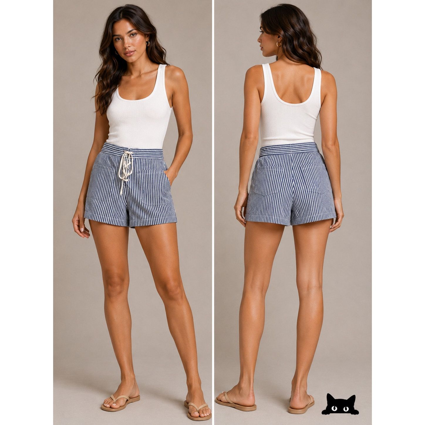 Madewell Madewell Jean Blue Striped High Waist Pockets Lace-Up Shorts Size 27" / US 4 / IT 40 - 3 Thumbnail