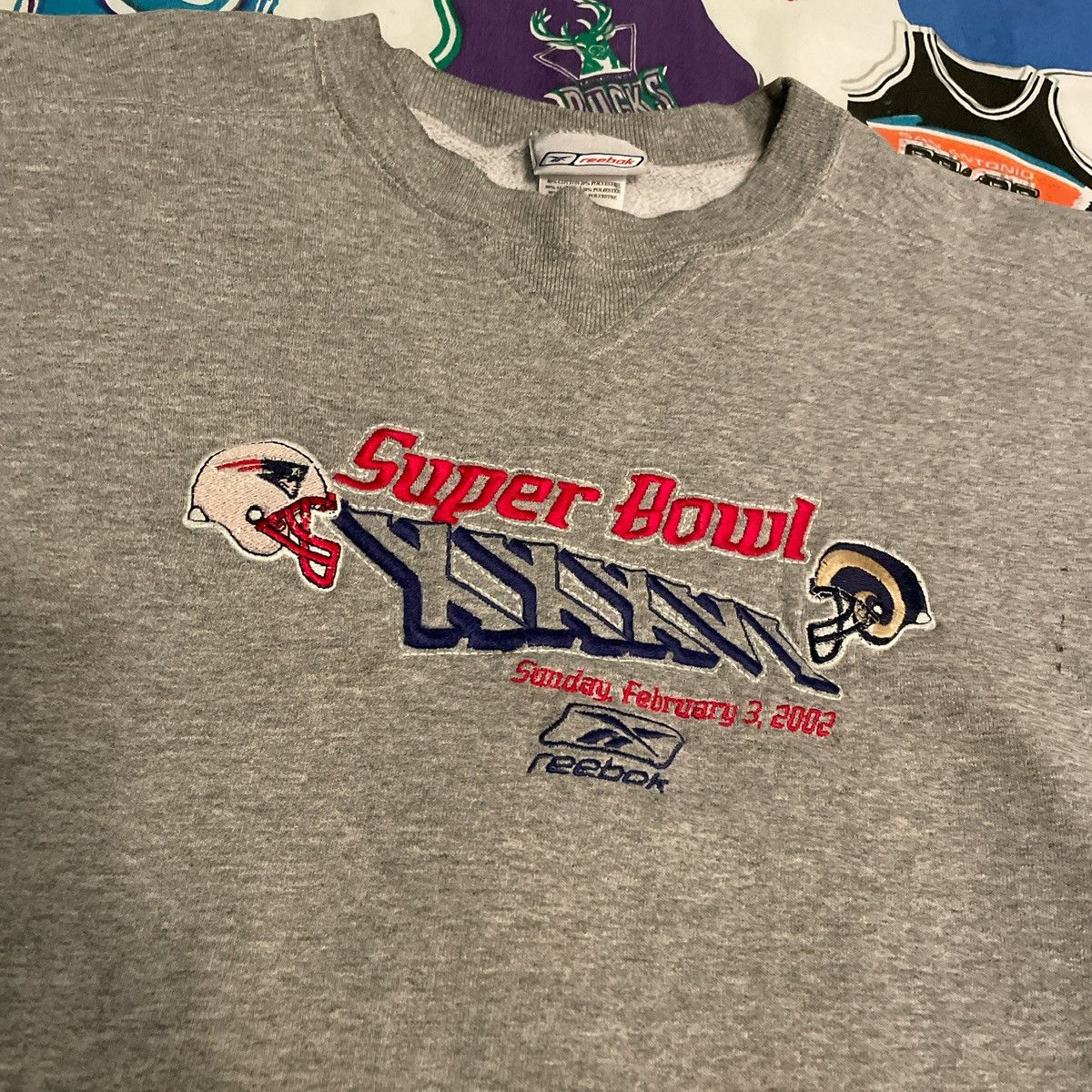 NFL × Reebok × Vintage Vintage 2002 NFL Patriots vs Rams Super Bowl Crewneck Size US XL / EU 56 / 4 - 3 Thumbnail