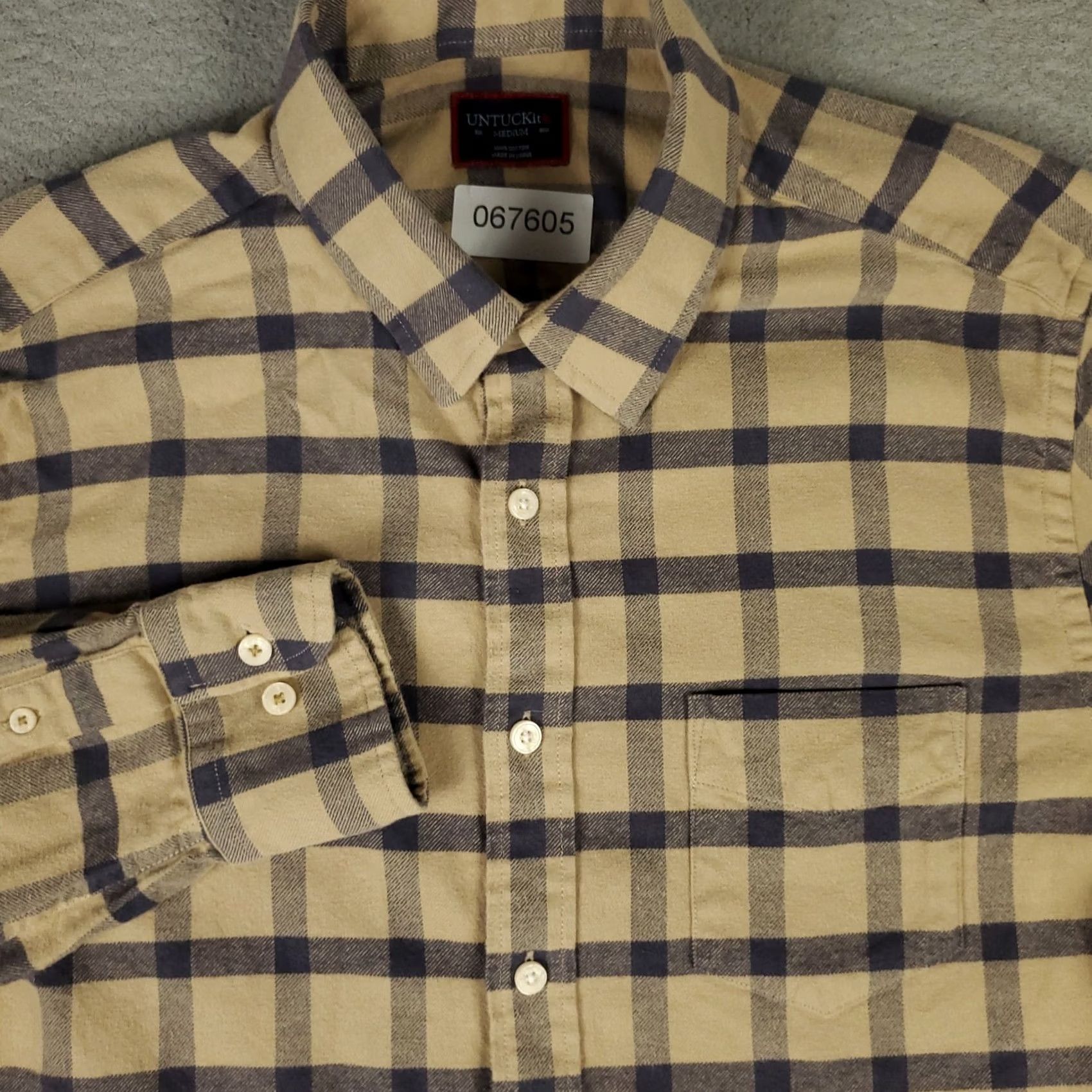 UNTUCKit UNTUCKit Shirt Mens Medium Beige Blue Check Flannel Button Up Long Sleeve Size US M / EU 48-50 / 2 - 2 Thumbnail