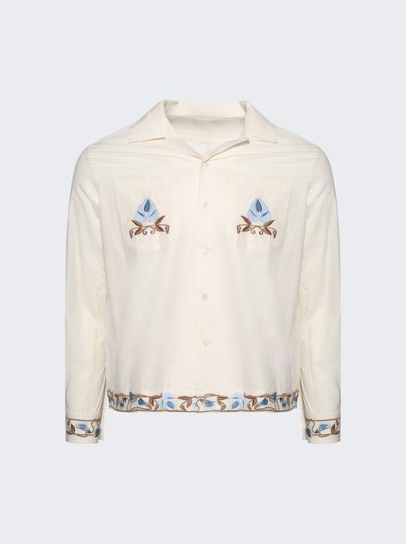 Bode o1mle0226 Nouveau Vine Long Sleeve Shirt in Neutrals Size US M / EU 48-50 / 2 - 1 Thumbnail