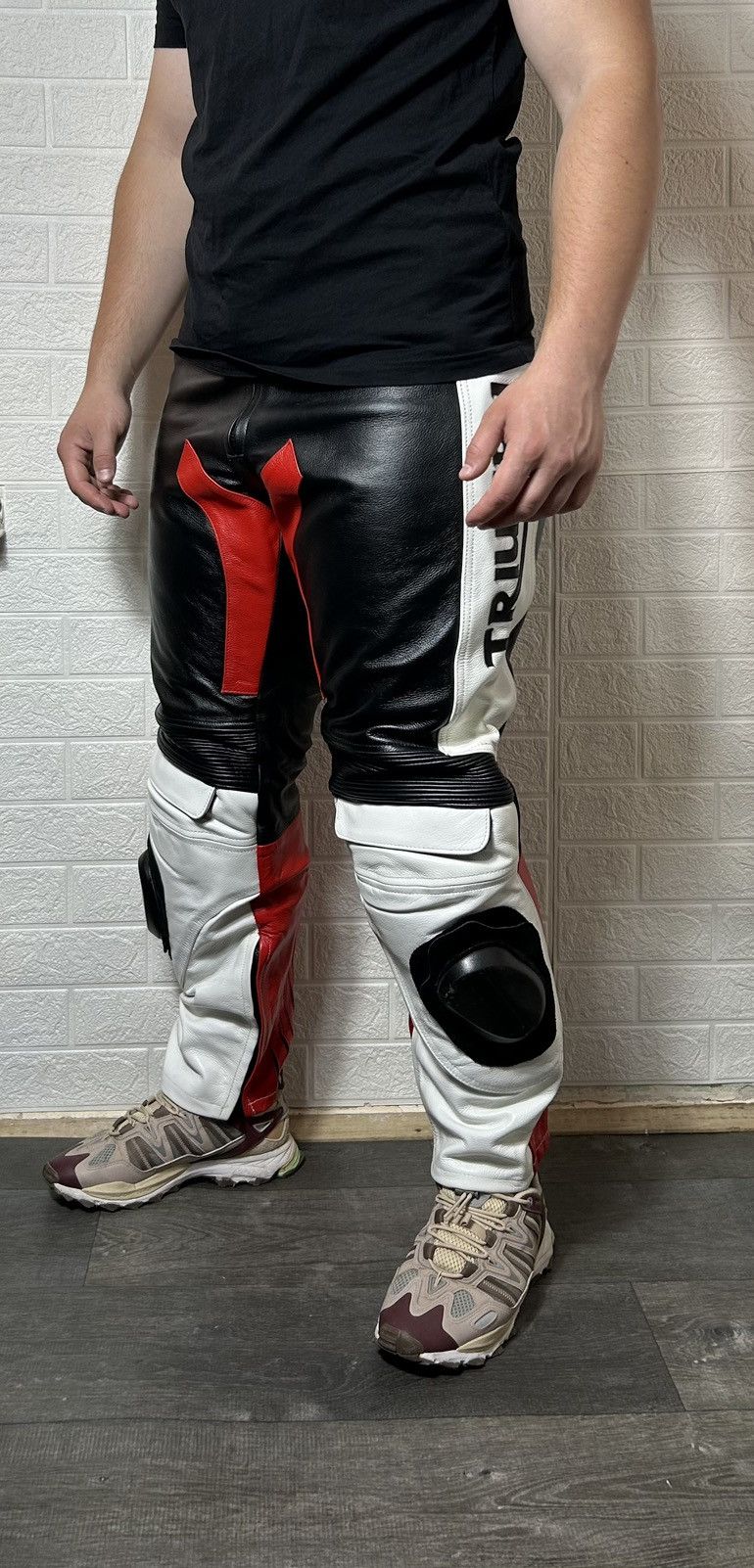 Genuine Leather TRIUMPH Real Heavy Leather Pants Moto Theme Racing Size XXL Size US 38 / EU 54 - 3 Thumbnail