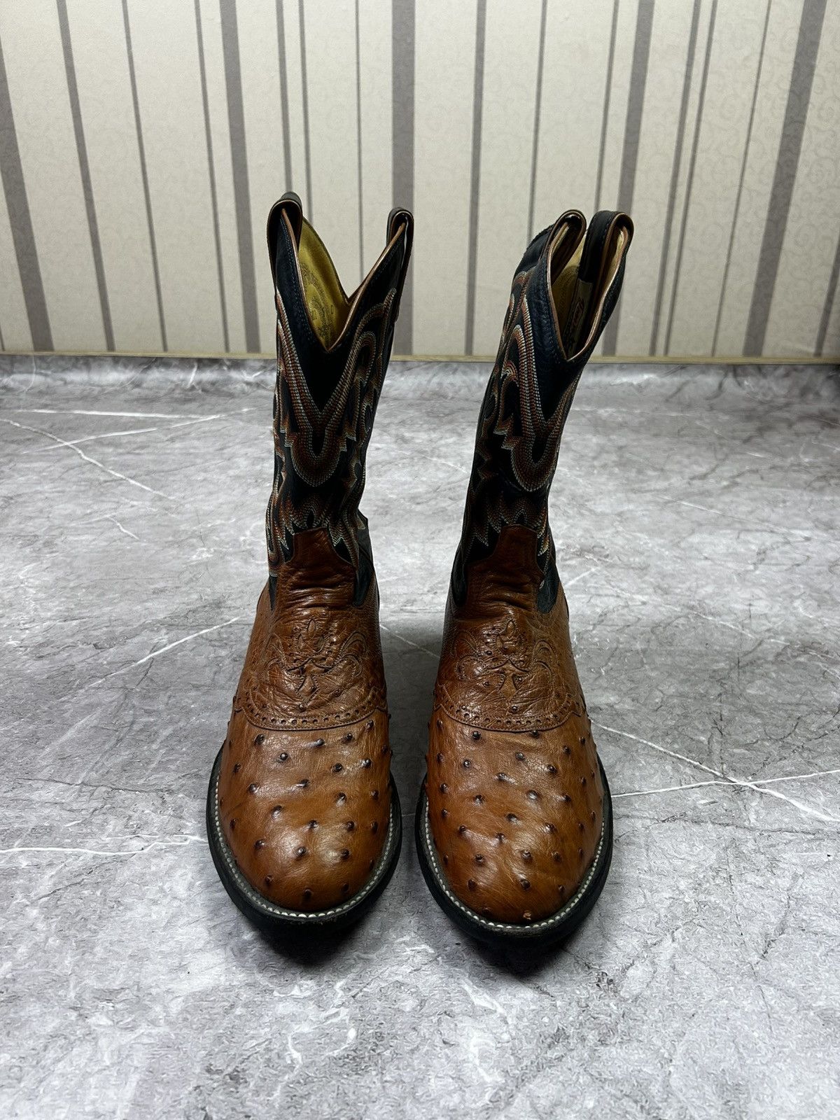 Tony Lama Tony Lama Black brown Ostrich Western Cowboy Boots Size US 9 / EU 42 - 6 Thumbnail