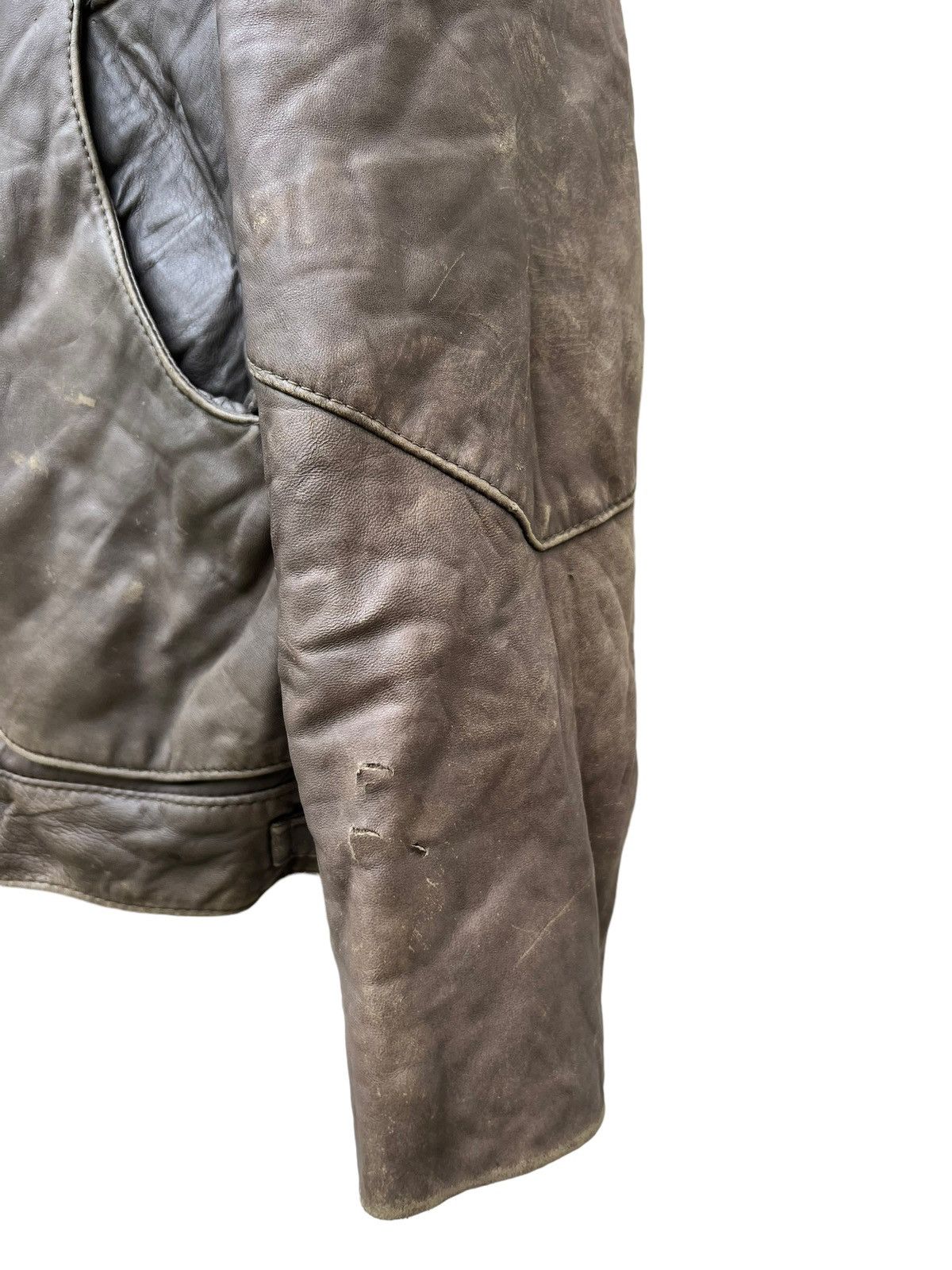 Leather Vintage Trashed Oliver Strelli Leather Jacket Size US XL / EU 56 / 4 - 8 Thumbnail