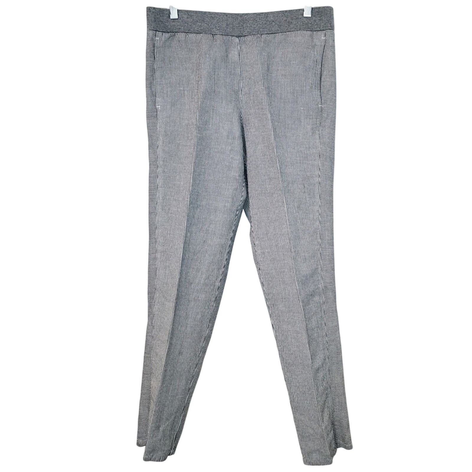 J. Jill J. Jill Linen Blend Gray White Pinstripe Straight Leg Pants Size 27" / US 4 / IT 40 - 1 Thumbnail