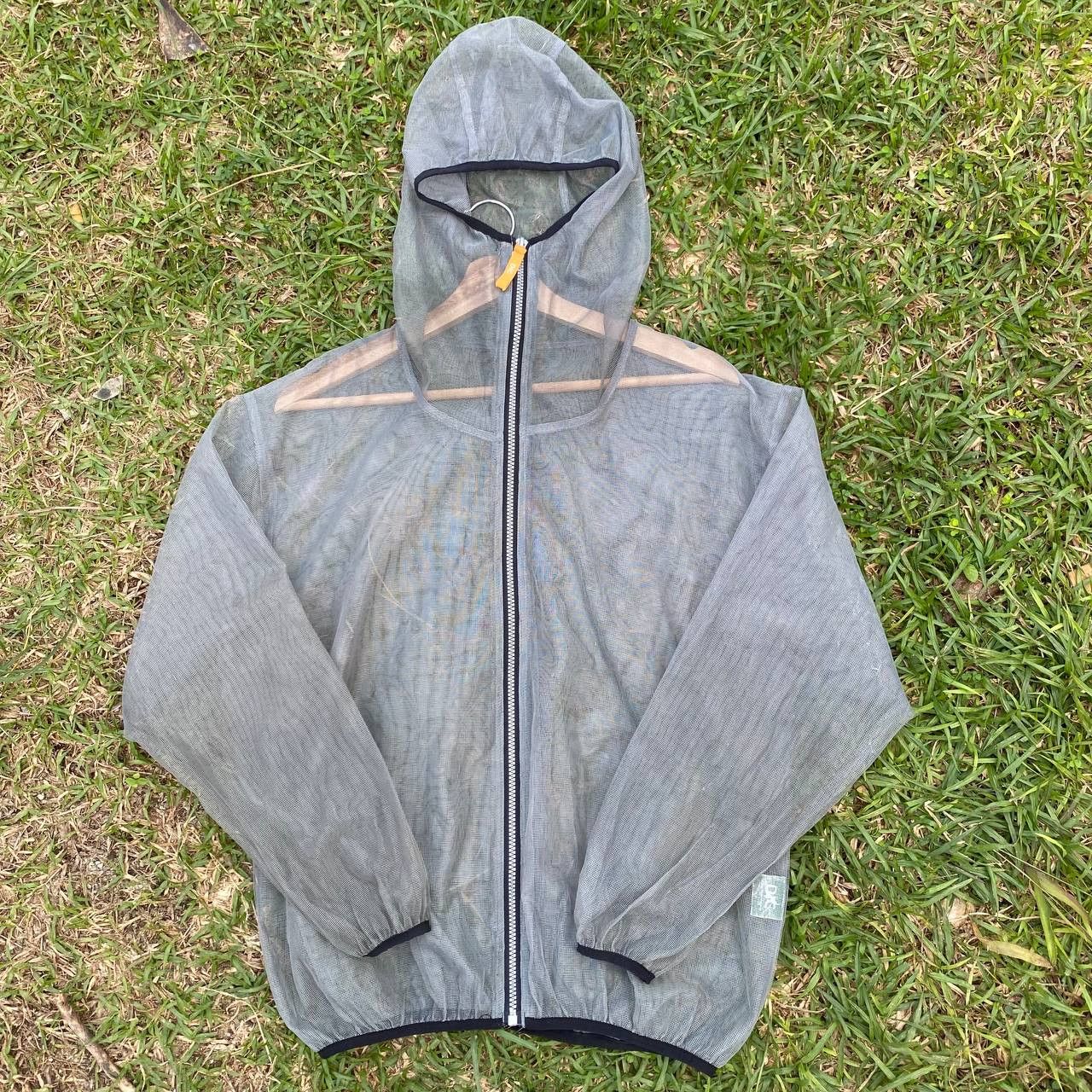 image of Vintage Dic See Through Zip Up Windbreaker Hoodie Jacket in Grey, Men's (Size Medium)