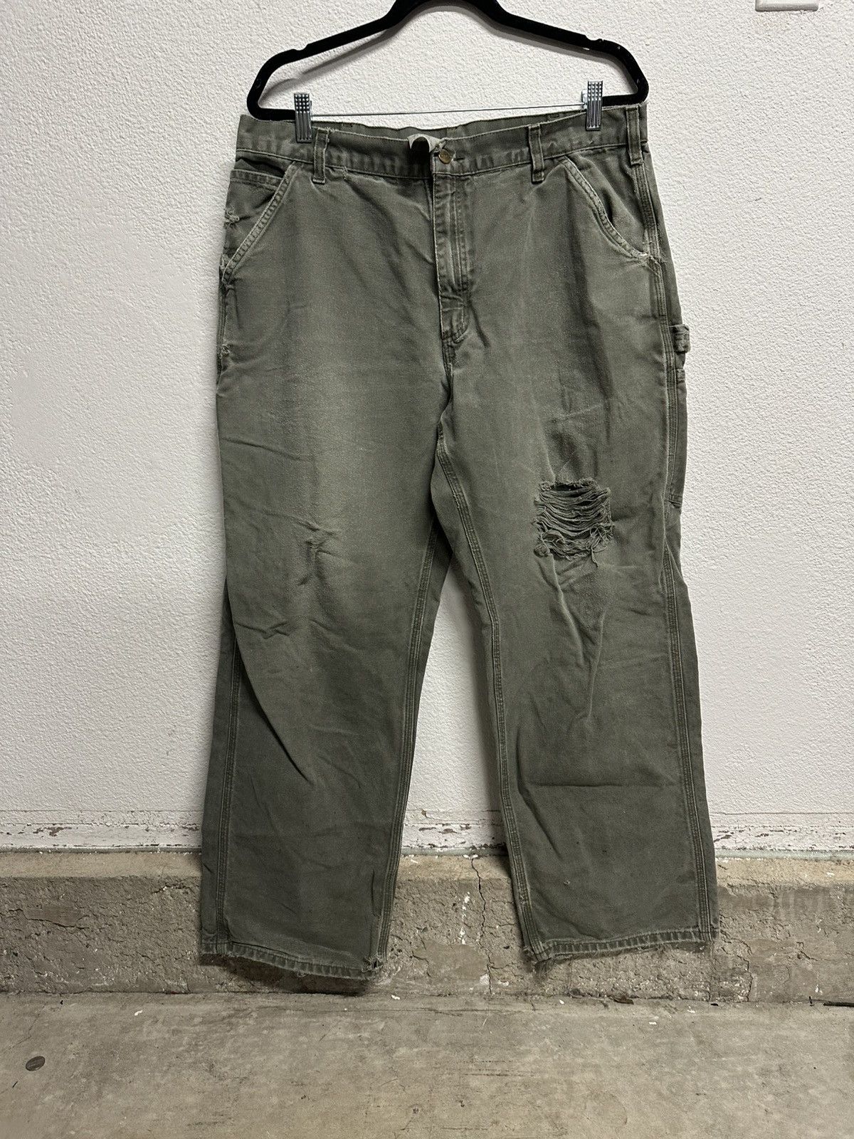 Carhartt green distressed pants 36 x 32 Bottoms