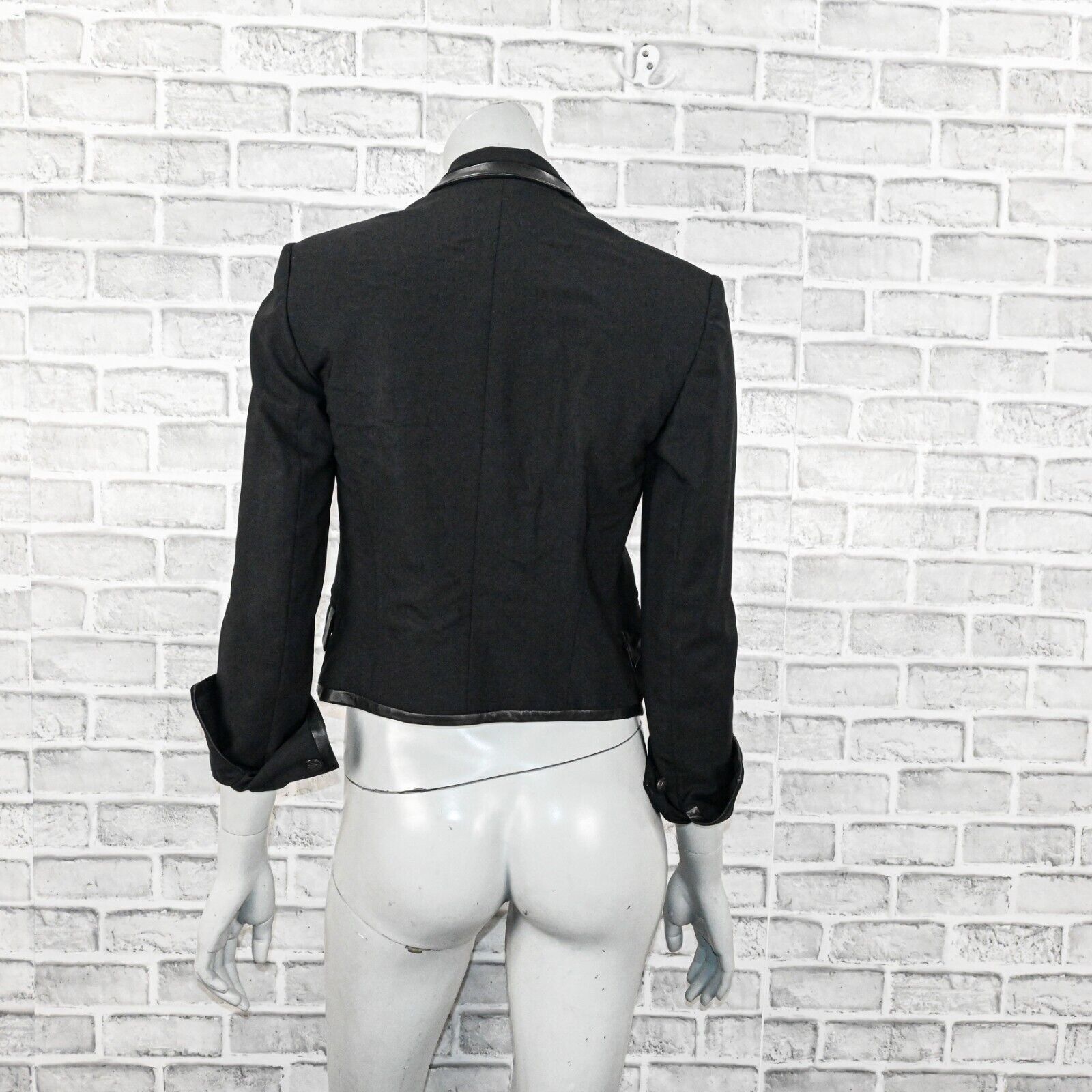 Rag & Bone Rag & Bone Women's Leather trim Woolk Blazer Jacket Cropped Size XS / US 0-2 / IT 36-38 - 4 Thumbnail
