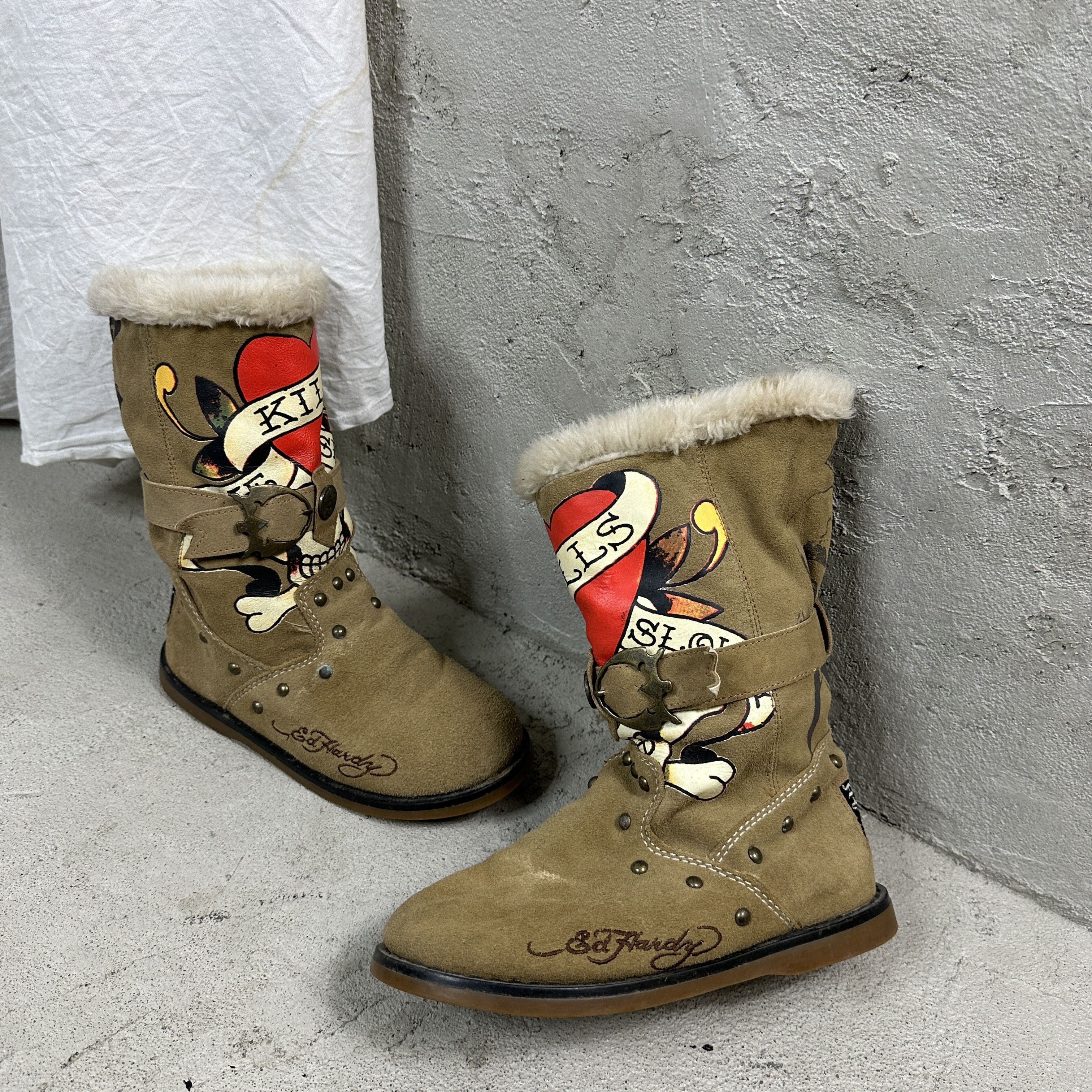 Ed Hardy × Vintage Vintage Ed Hardy Drip Y2K Boots Size US 6 / IT 36 - 2 Thumbnail