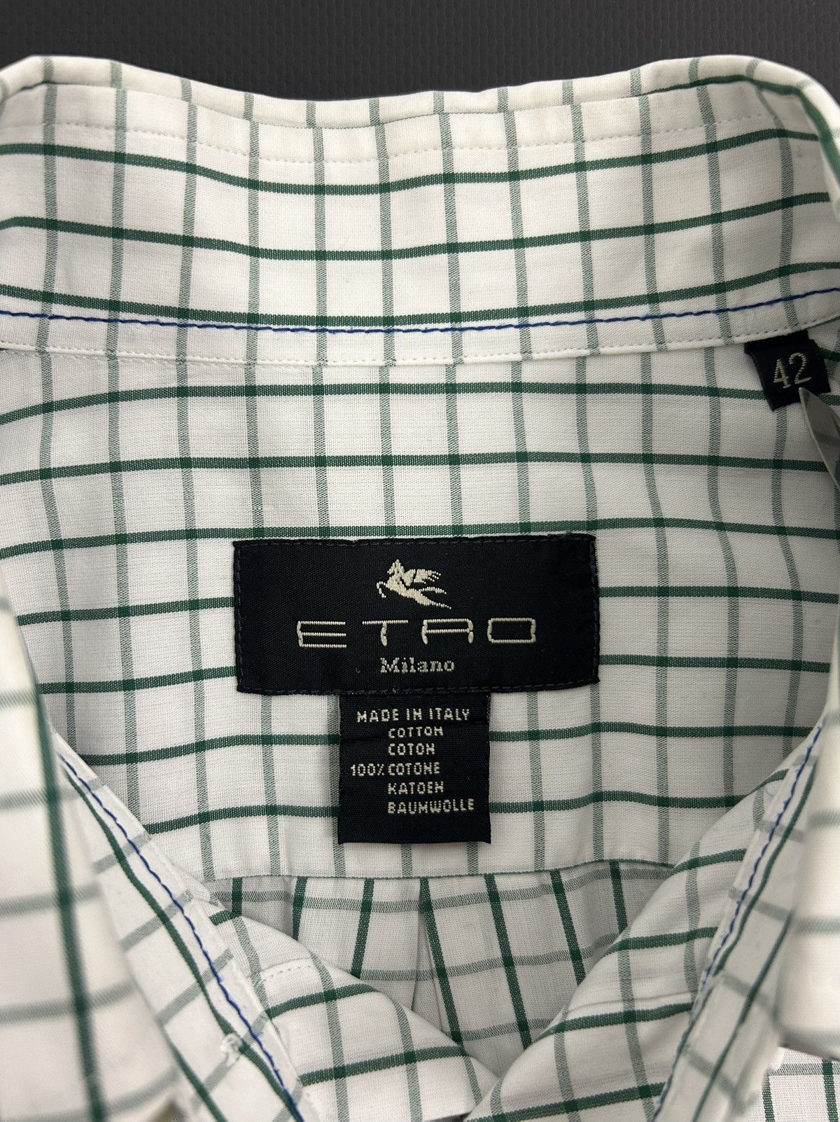 Etro Etro Milano Green Plaid Button-Up Cotton Shirt L Luxury Size US L / EU 52-54 / 3 - 13 Thumbnail