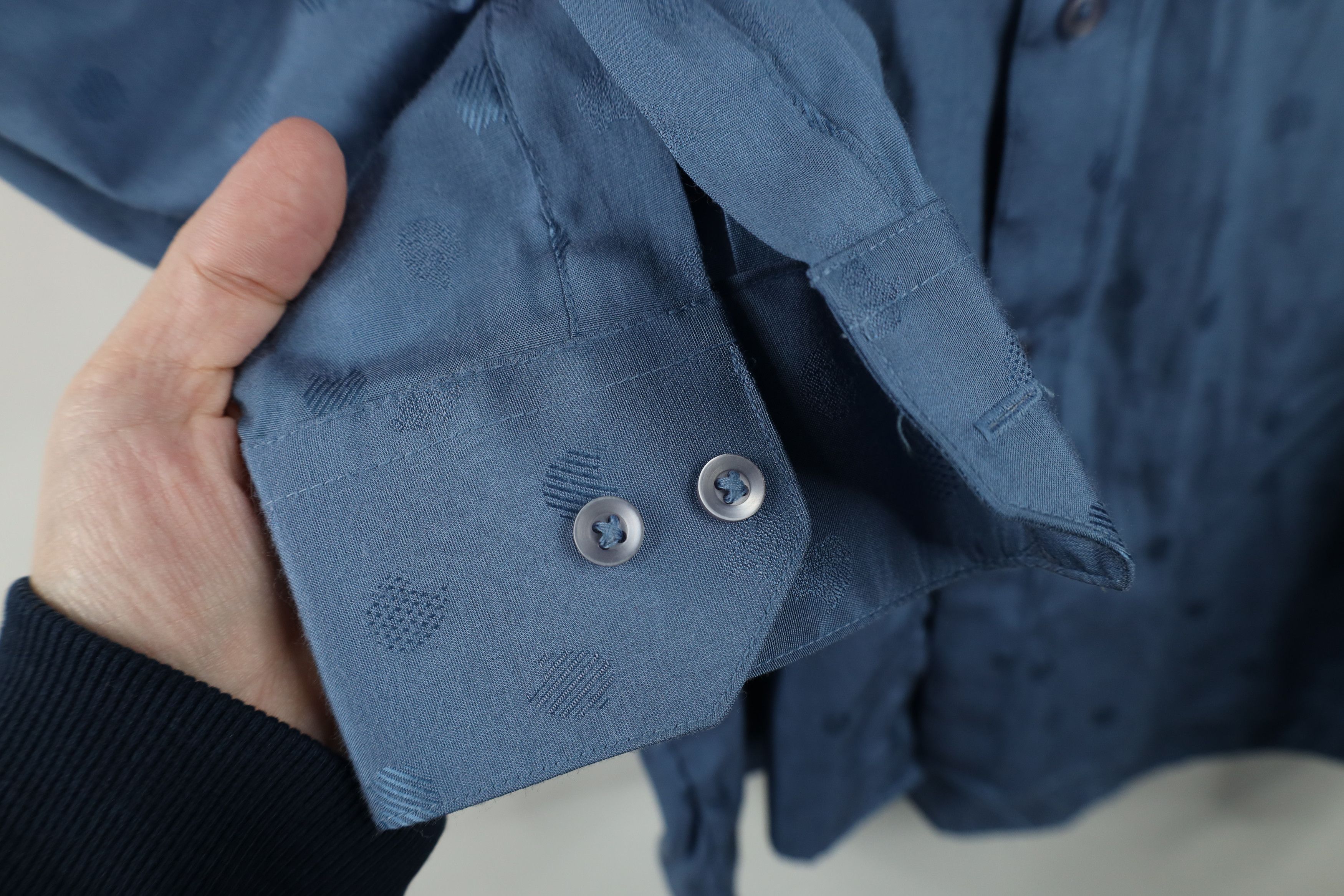 Vintage Vintage 90s Streetwear Polka Dot Collared Button Shirt Blue Size US M / EU 48-50 / 2 - 8 Thumbnail