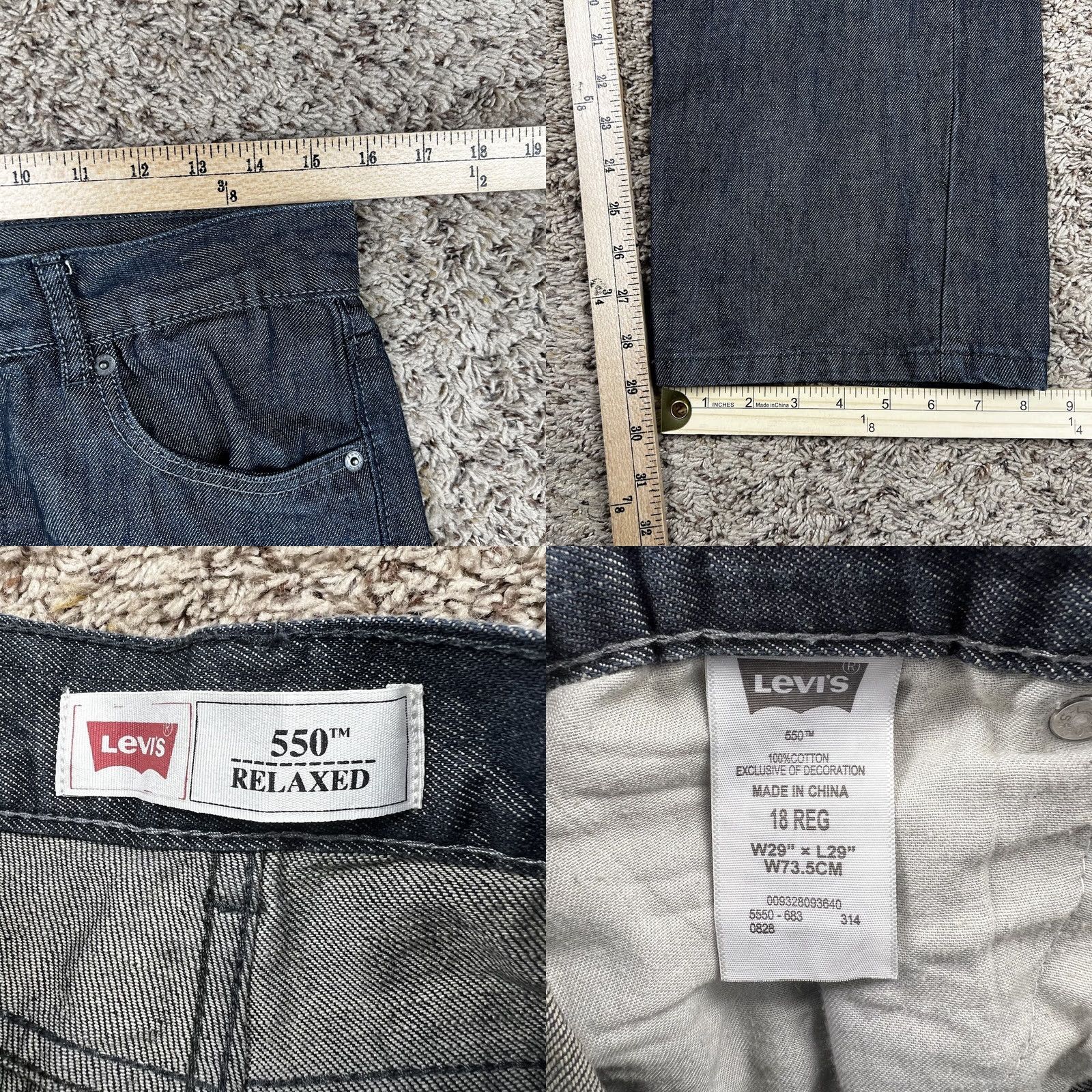 Levi's Levi's 550 Jeans Straight Blue Dark Wash 31x29 Mens Denim Cotton Relaxed Regular 18 Reg Vintage: No Size US 31 - 8 Thumbnail