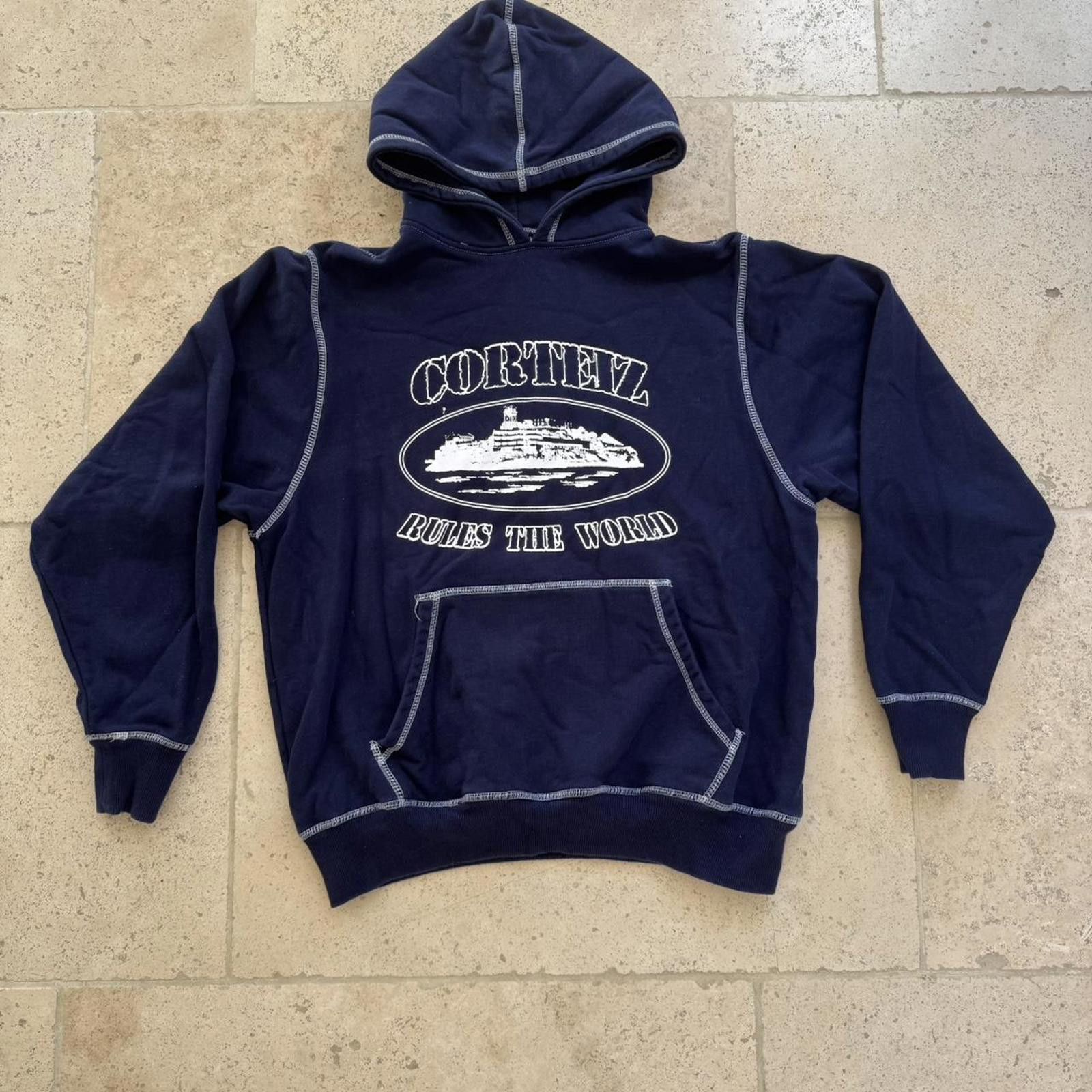 Designer Corteiz navy contrast stitching hoodie Size US S / EU 44-46 / 1 - 1 Thumbnail