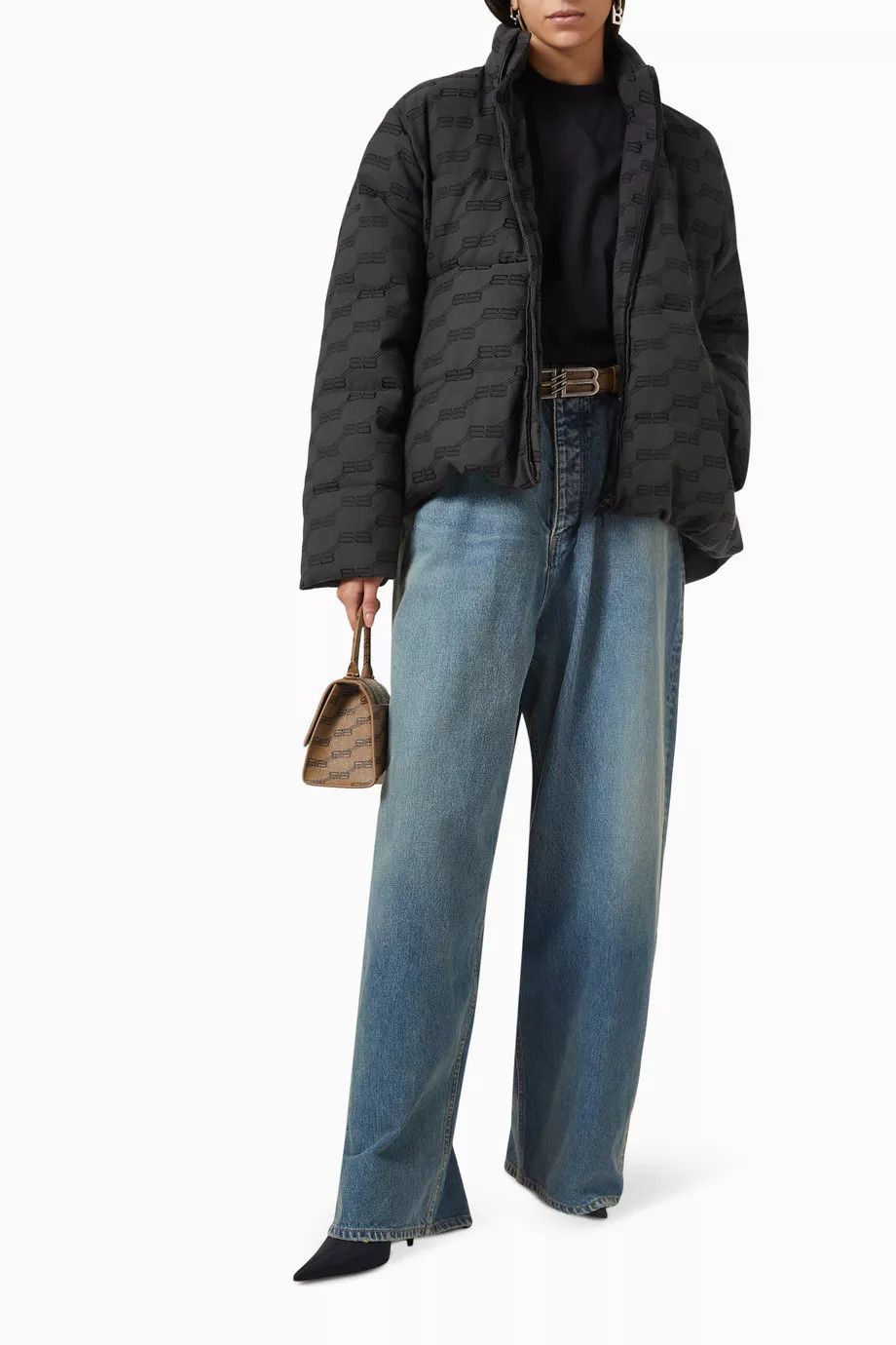 Balenciaga o1mt1gz0924 BB Monogram C-Shape Puffer in Black Size L / US 10 / IT 46 - 3 Thumbnail