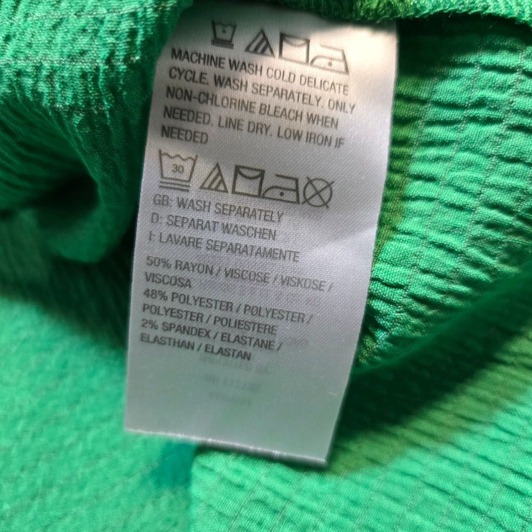 Vintage Belle Kim Gravel Top Womens 1X Green Texture V Neck Long Sleeve Blouse Casual Career Shirt Size XL / US 12-14 / IT 48-50 - 7 Thumbnail