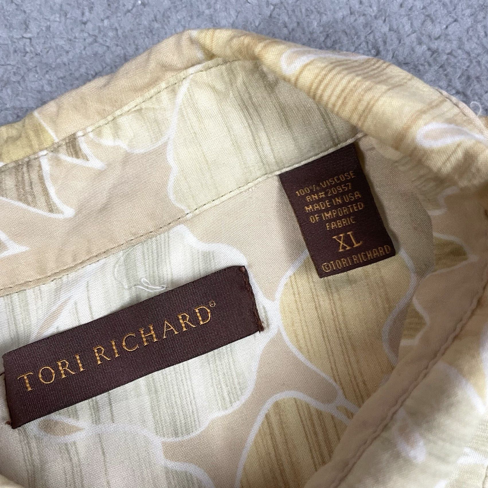 Tori Richard VINTAGE Tori Richard Shirt Mens XL Beige Tonal Floral Button Up Hawaiian USA Vtg Size US XL / EU 56 / 4 - 4 Thumbnail