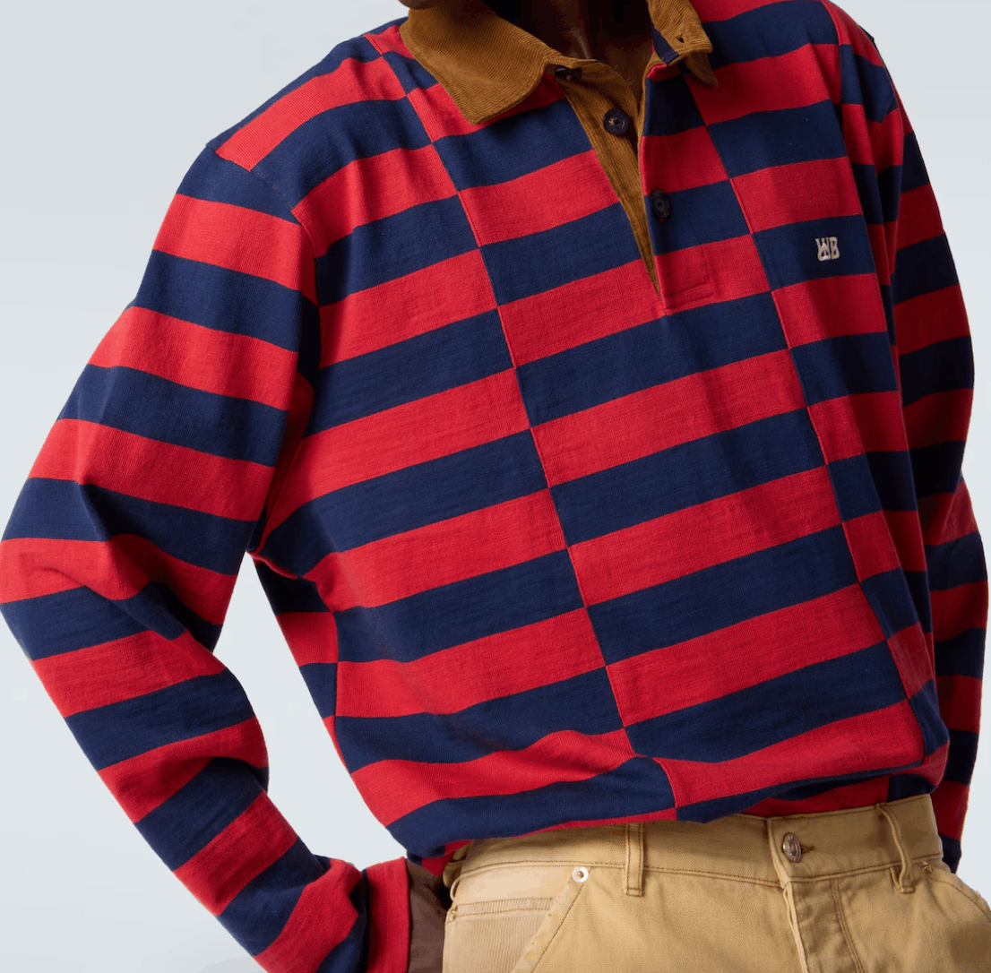 Wales Bonner Wales Bonner City striped cotton canvas polo shirt Size US L / EU 52-54 / 3 - 4 Thumbnail