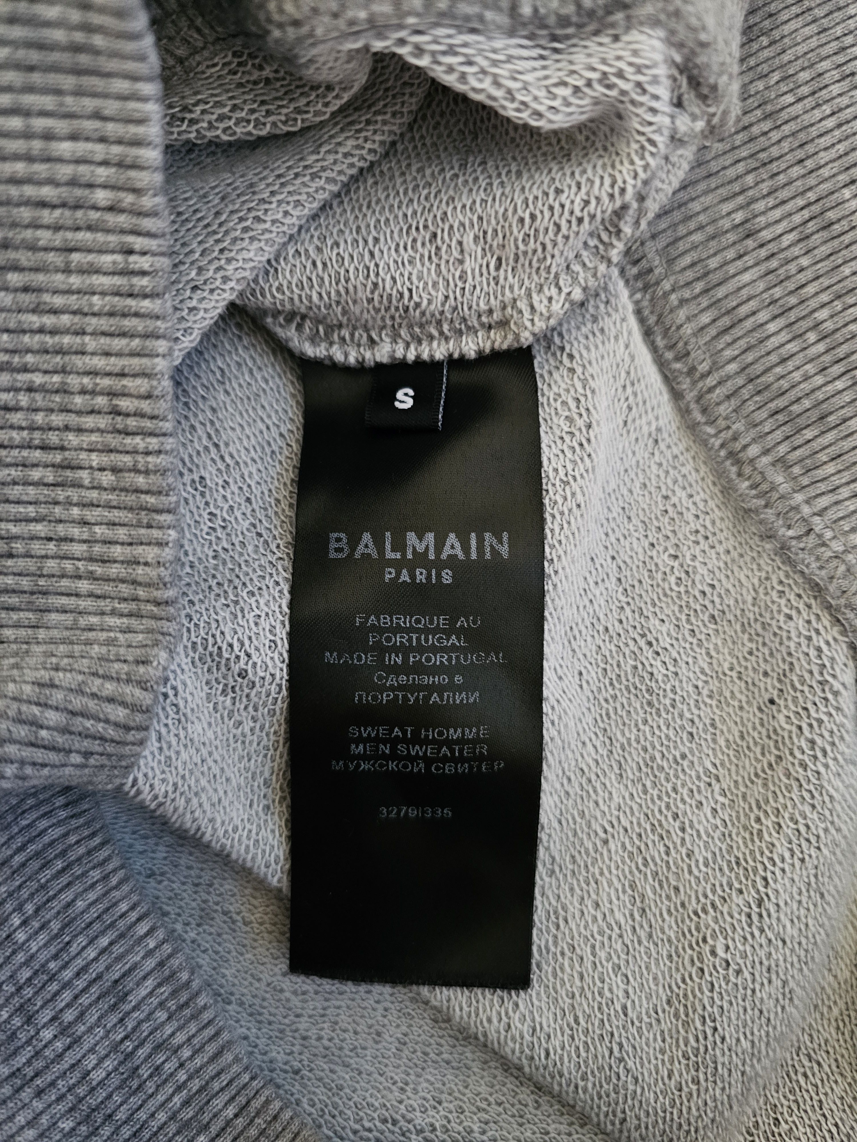 Balmain Balmain Men's Gray Sweatshirt Size S Size US S / EU 44-46 / 1 - 5 Thumbnail