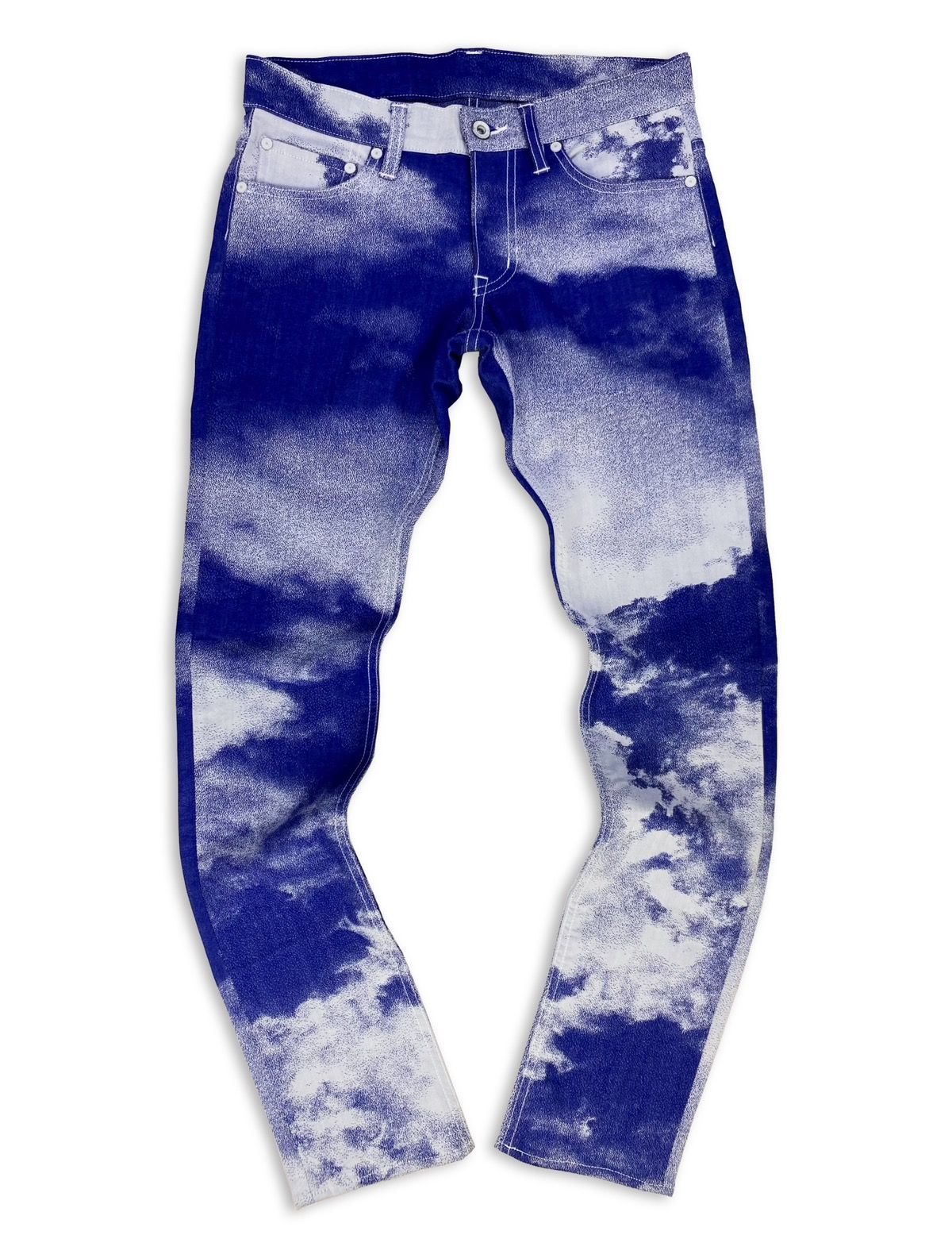 Pre-owned Issey Miyake 90's  ‘sky' Full Print Jacquard Weave Cloud Denim In Royal Blue