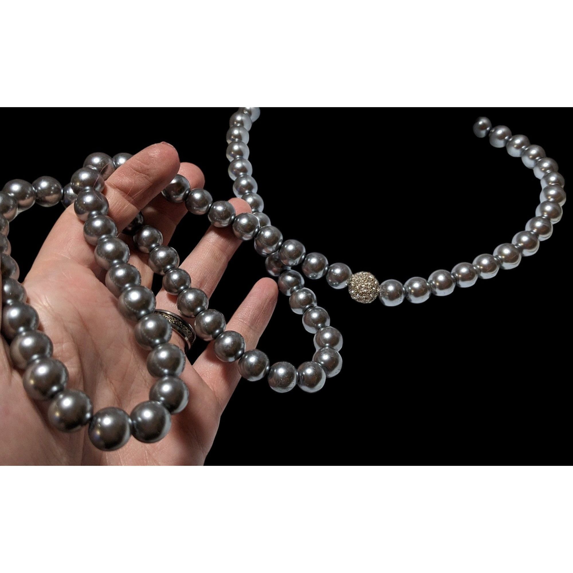 Other Glam Opera Silver Faux Pearl Beaded Necklace Size ONE SIZE - 2 Thumbnail