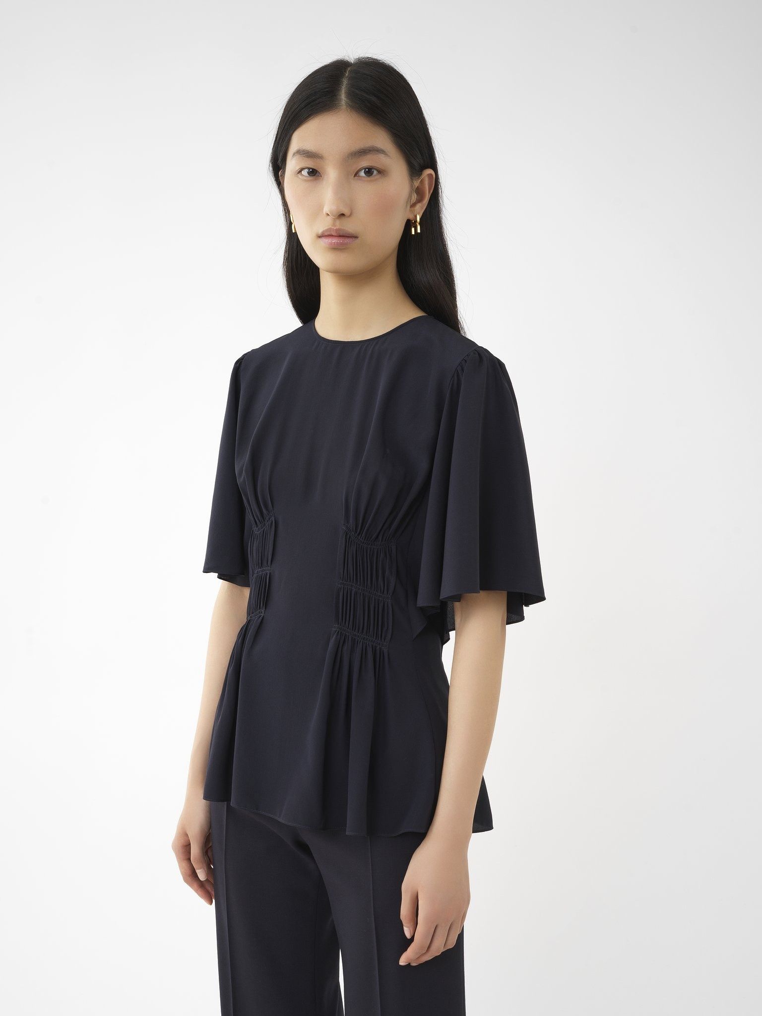 Chloe o1y0825 Silk Blouse in Midnight Blue Size L / US 10 / IT 46 - 4 Thumbnail