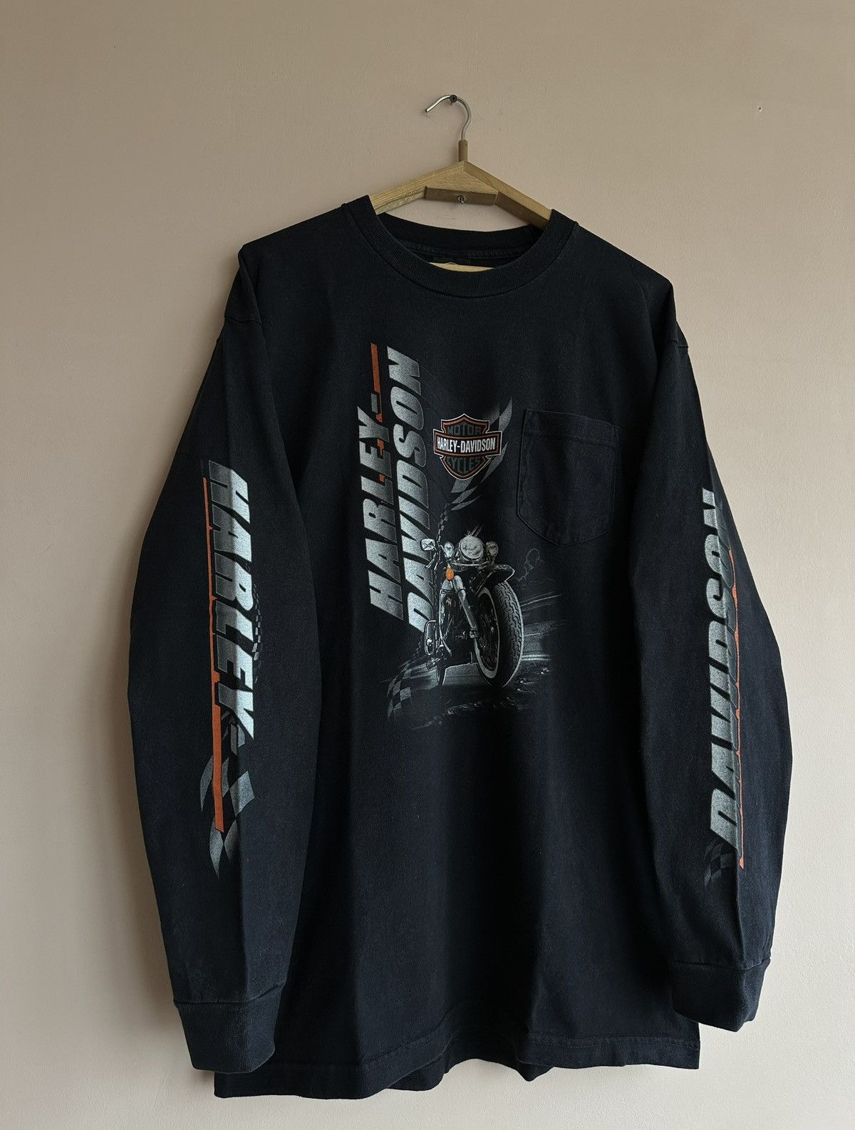 Harley Davidson × Vintage Vintage 00s Harley Davidson Bryan College Pocket Long Sleeve Size US XL / EU 56 / 4 - 2 Thumbnail