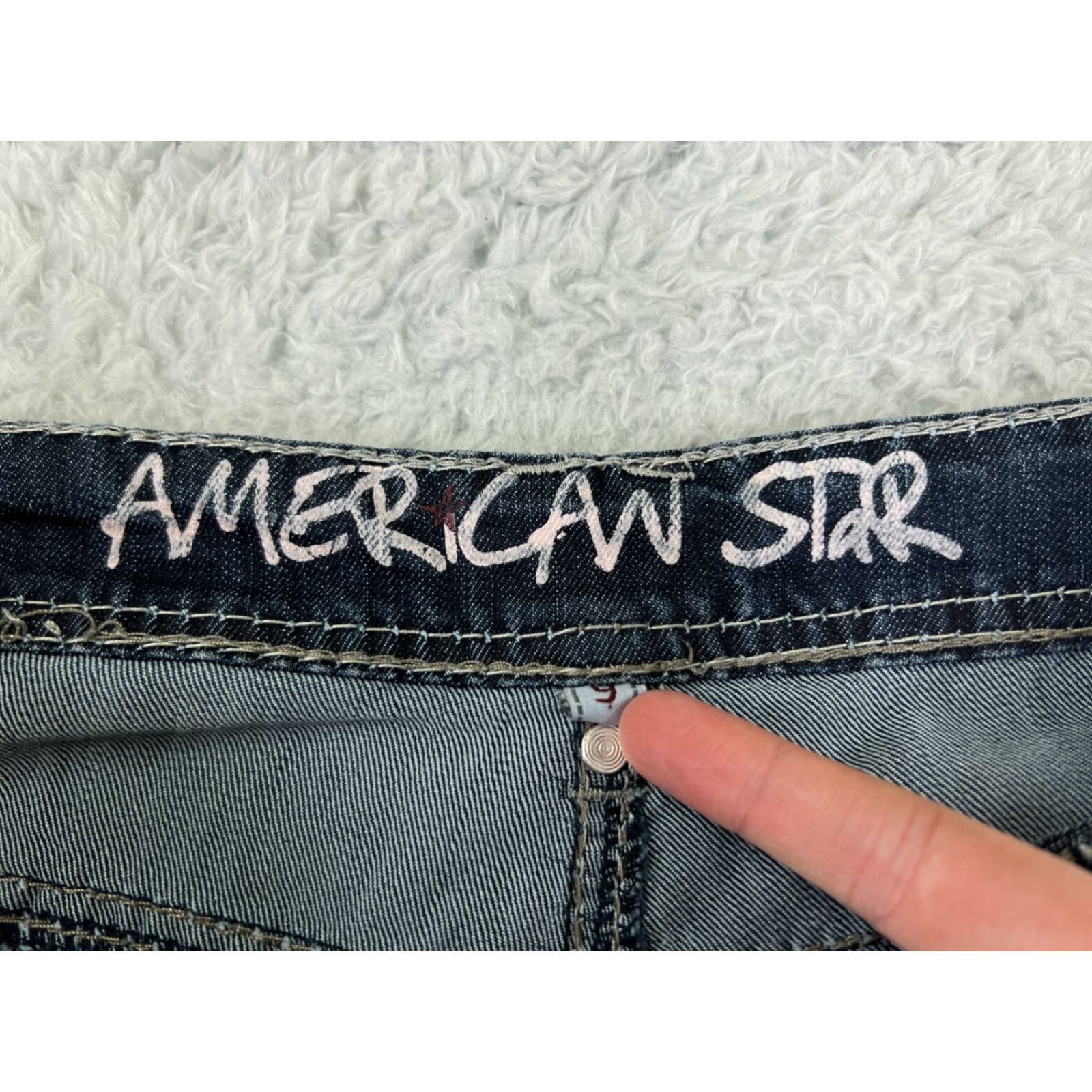 Denime VINTAGE American Star Jeans Women 9 Blue Denim Bootcut Dark Wash Distressed Cotton Stars Size 30" / US 8 / IT 44 - 3 Thumbnail