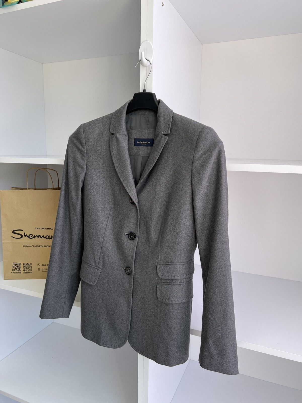 Designer × Piazza Sempione × Vintage Vintage Piazza Sempione Women's Gray Blazer Size S / US 4 / IT 40 - 7 Thumbnail