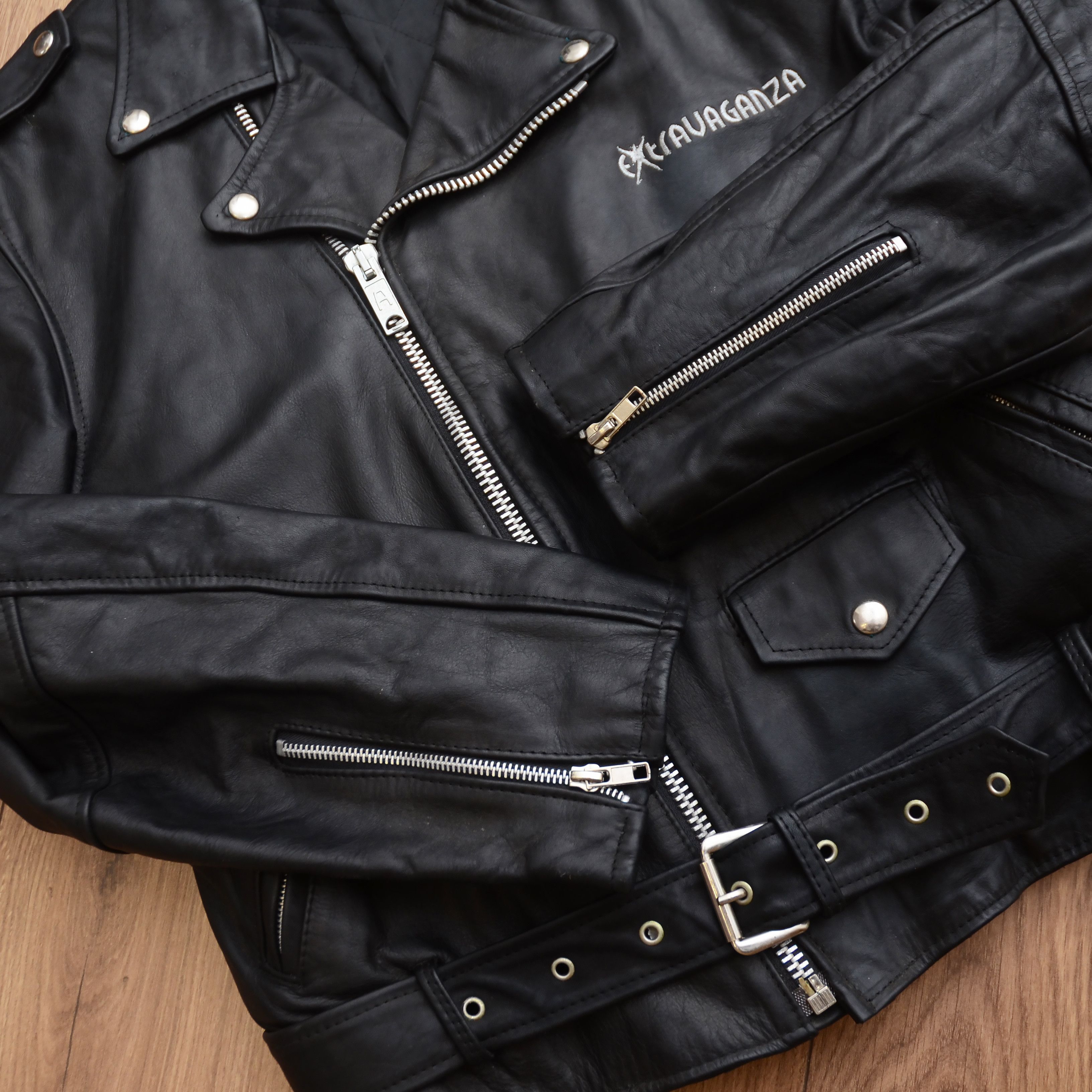 Vintage VINTAGE Made in France BLACK MOTORCYCLE LEATHER BIKER JACKET Size US M / EU 48-50 / 2 - 11 Thumbnail