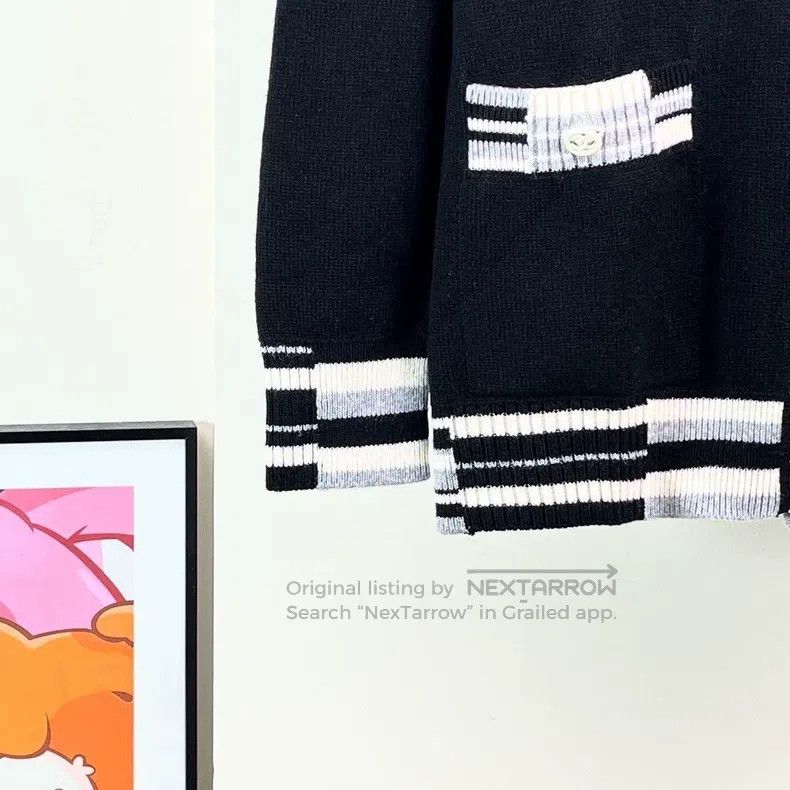 Chanel Chanel 19P black and white letter cashmere knitted cardiga Size S / US 4 / IT 40 - 4 Thumbnail