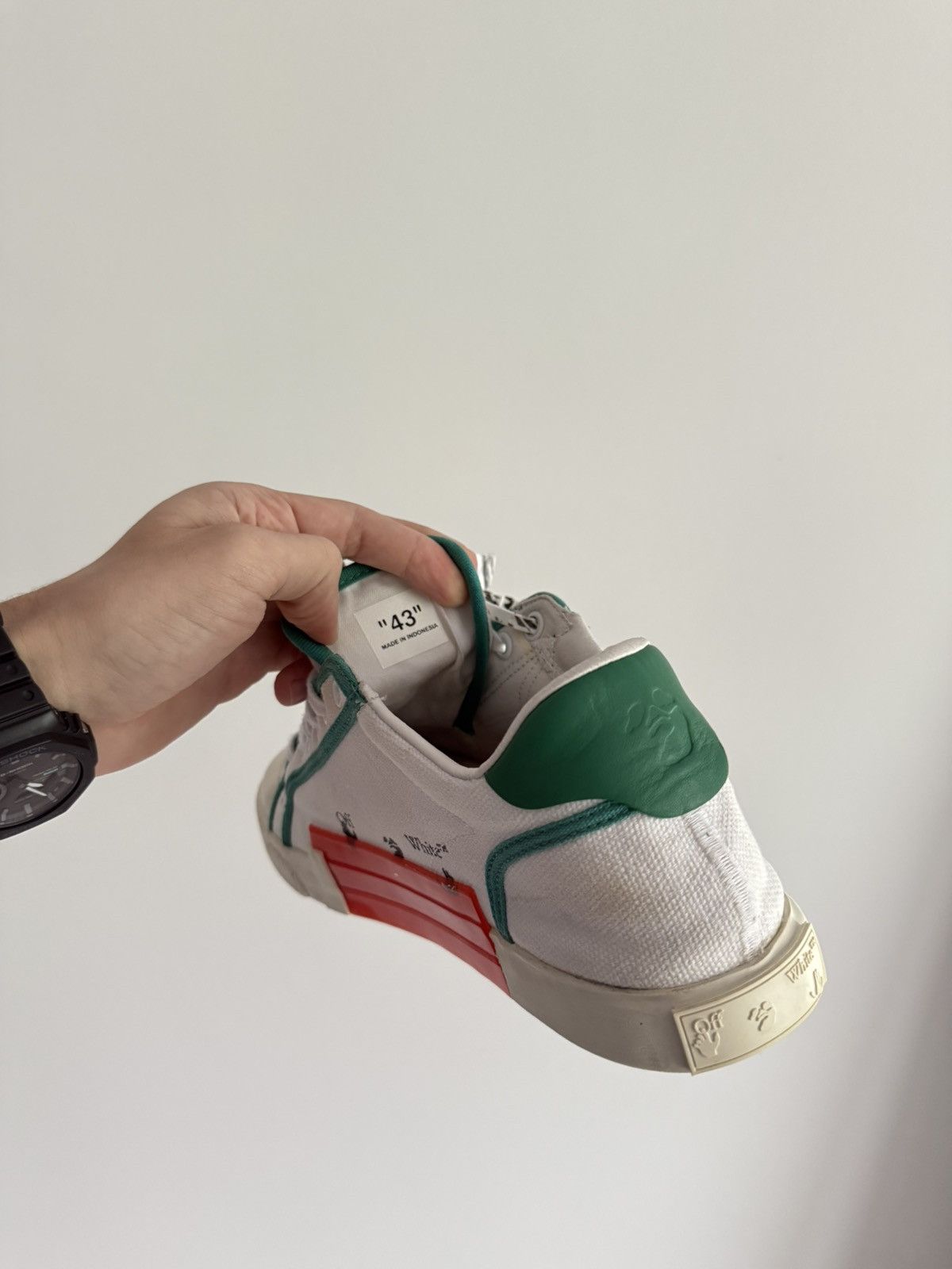 Off-White Off-White Low Vulcanized Canvas White Green Size US 10 / EU 43 - 10 Thumbnail