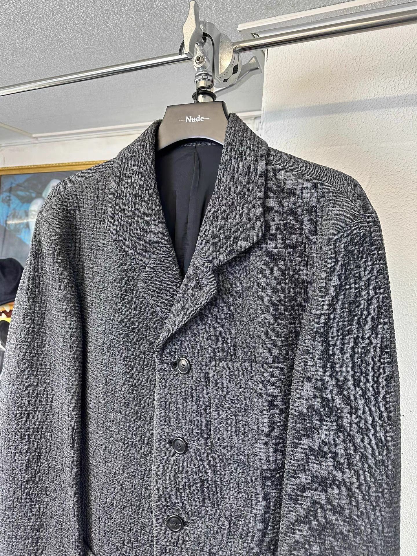 Issey Miyake Gray Textured Button-Front Jacket - Size M Size US M / EU 48-50 / 2 - 2 Thumbnail