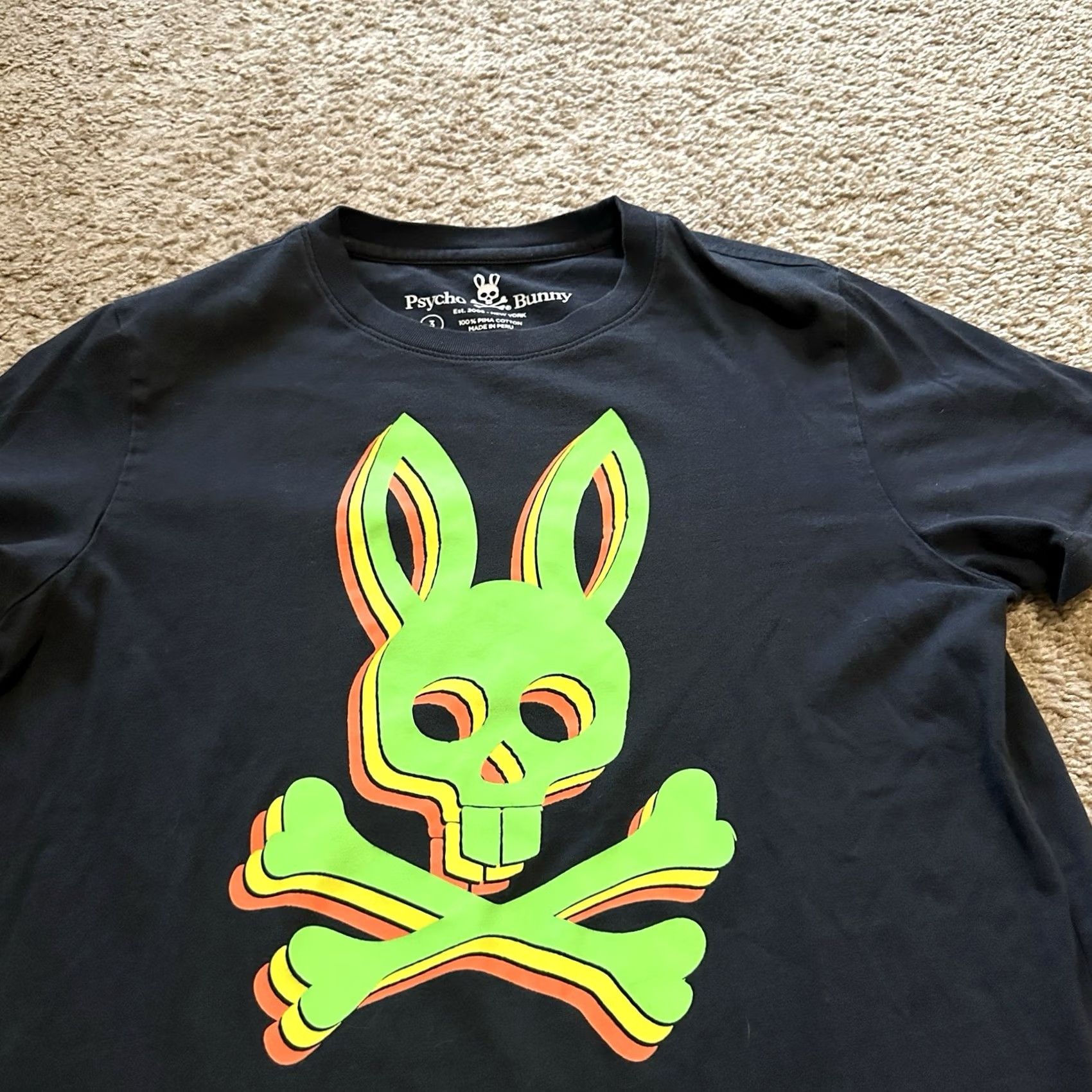 Psycho Bunny Psycho Bunny Shirt Men M Medium Graphic Print Black Crew Neck Short Sleeve Cotton Knit Logo Preppy All Seasons Seasonal T-Shirt Size US M / EU 48-50 / 2 - 2 Thumbnail