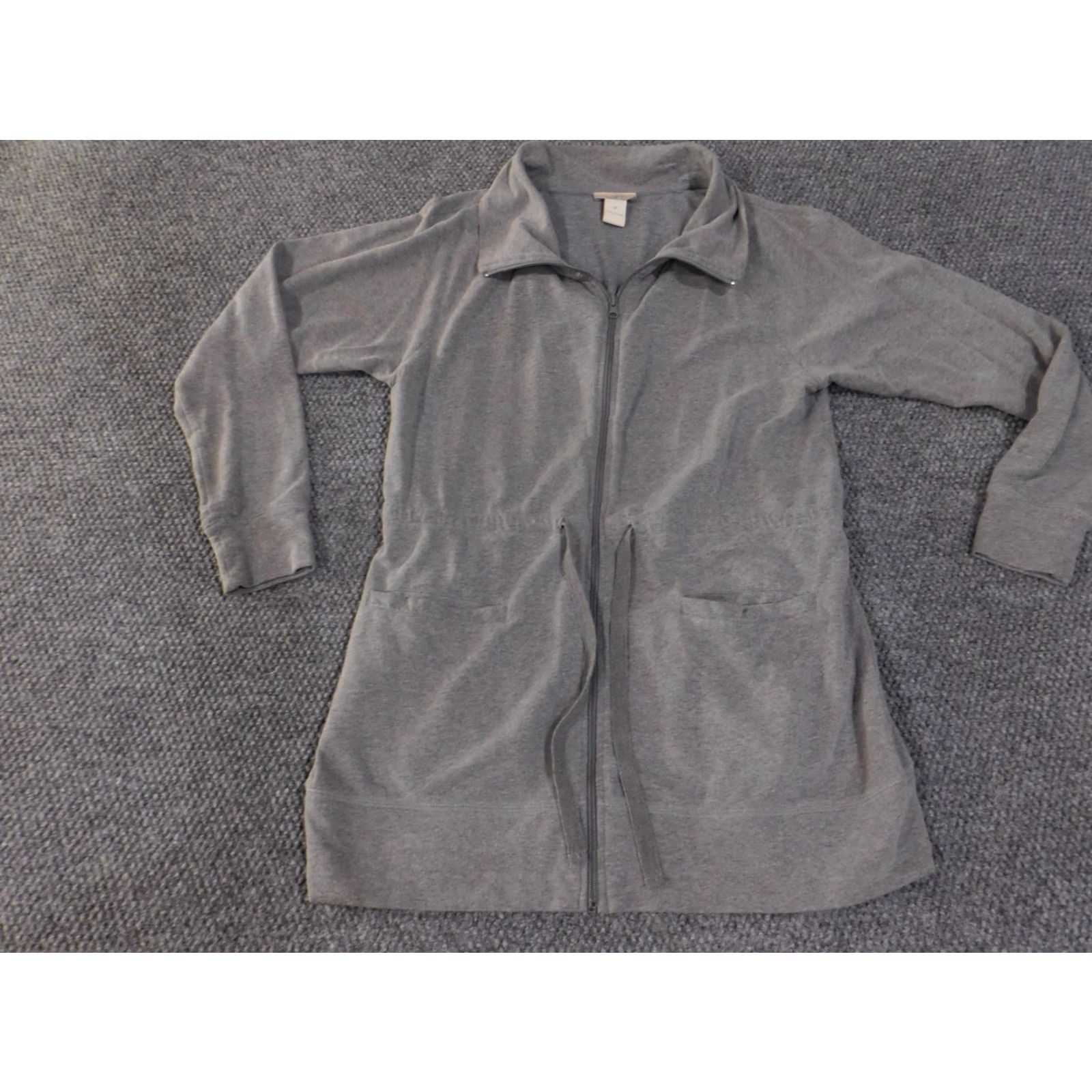 Loft LOFT Jacket Womens Medium Gray Zip Up Long Lightweight Pockets Casual Drawstring Size M / US 6-8 / IT 42-44 - 3 Thumbnail