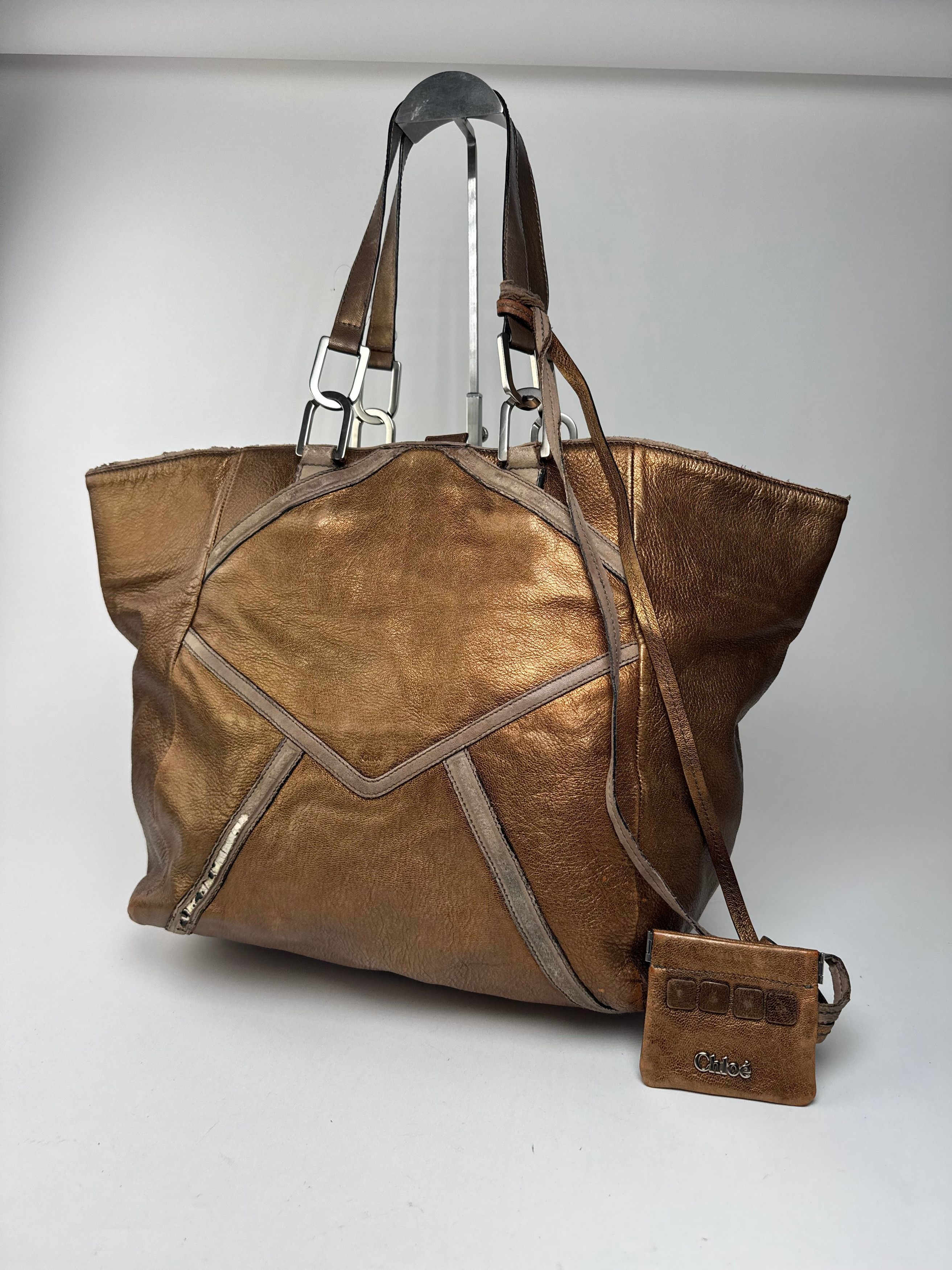 Chloe Vintage Gold Brown leather shopper metallic Size ONE SIZE - 1 Thumbnail