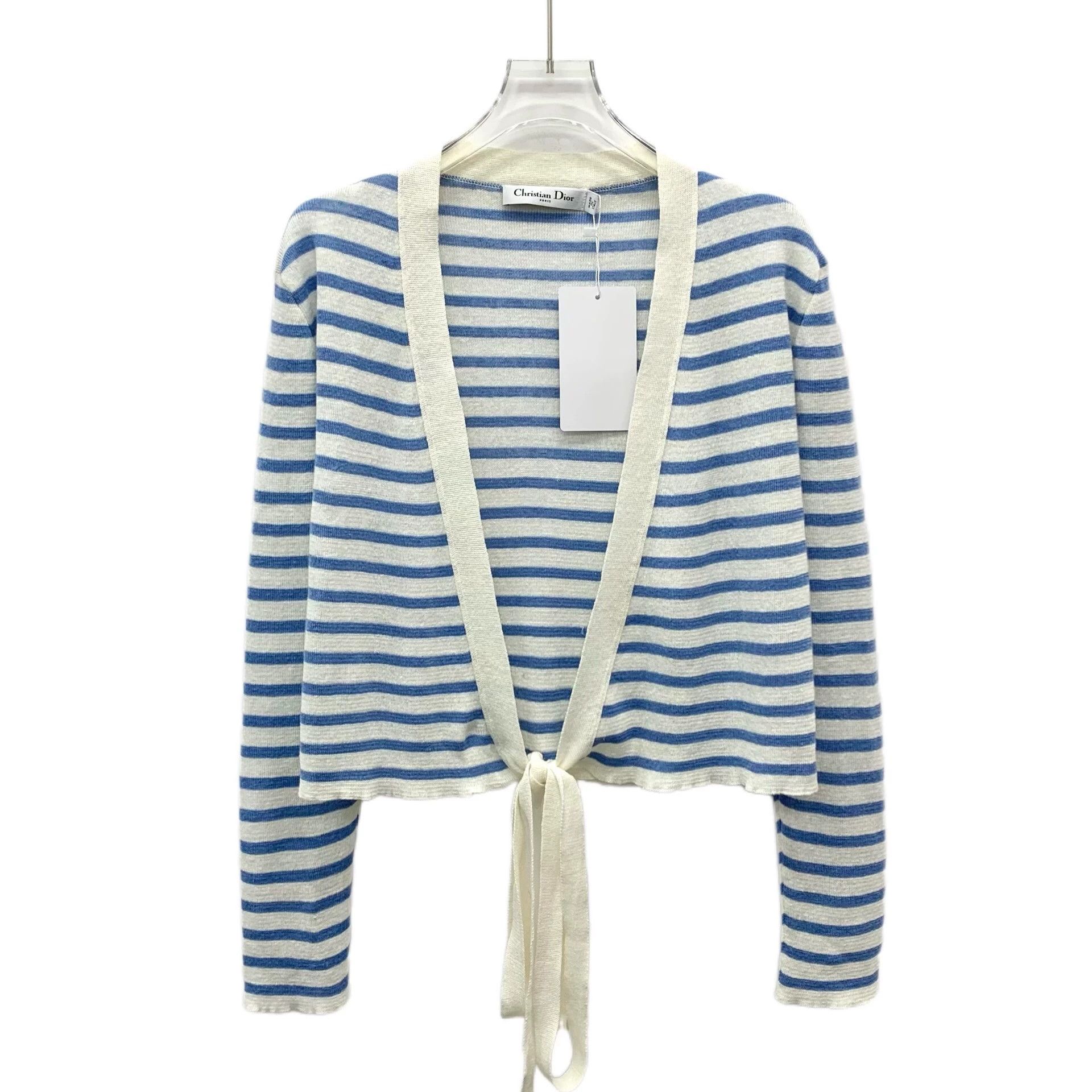 Dior KW0286 Dior color-blocked striped linen belted knit cardigan Size S / US 4 / IT 40 - 1 Thumbnail