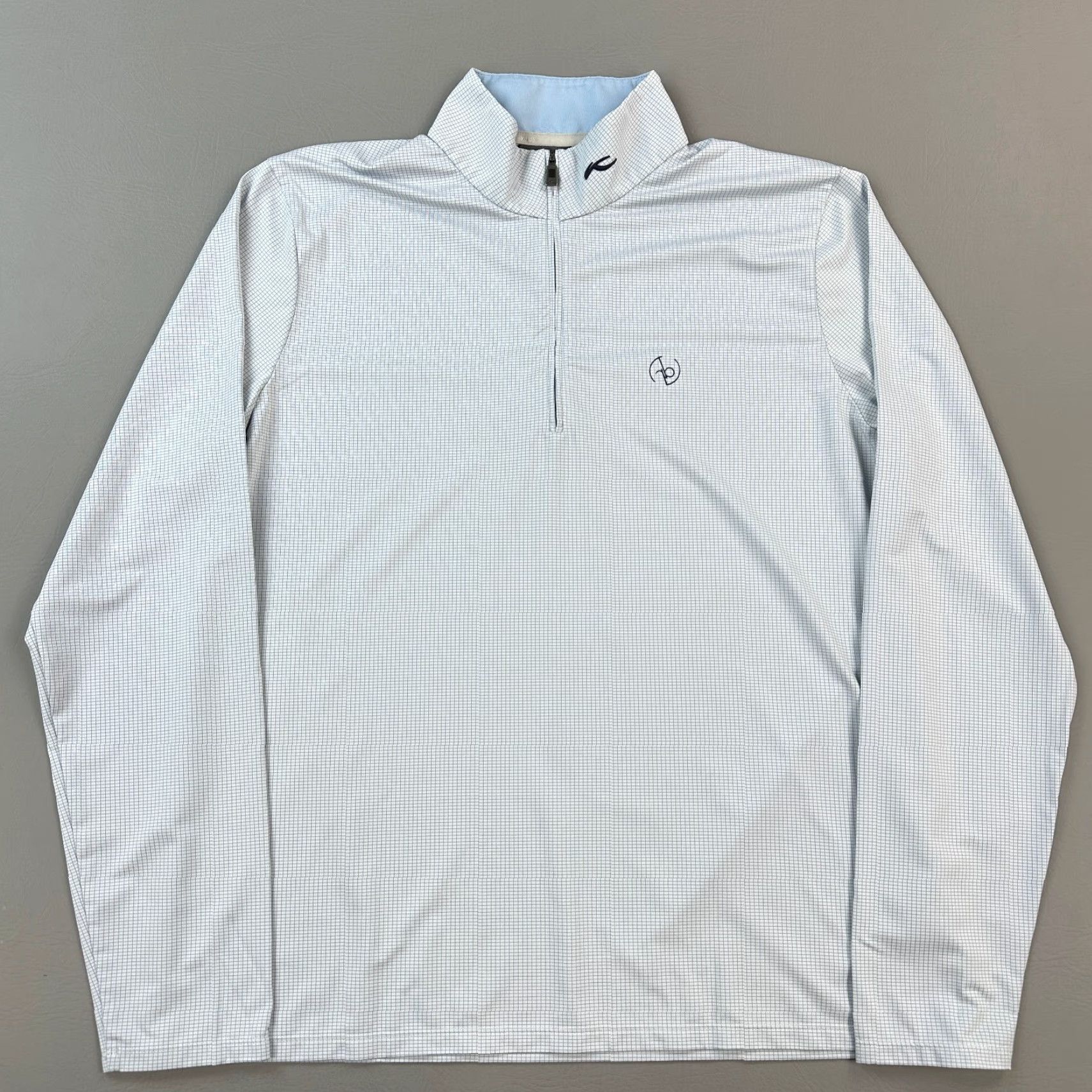 KJUS KJUS Ashton Midlayer Pullover Mens XL Blue Micro Grid Performance 1/2 Zip Golf Shirt Size US XL / EU 56 / 4 - 2 Thumbnail
