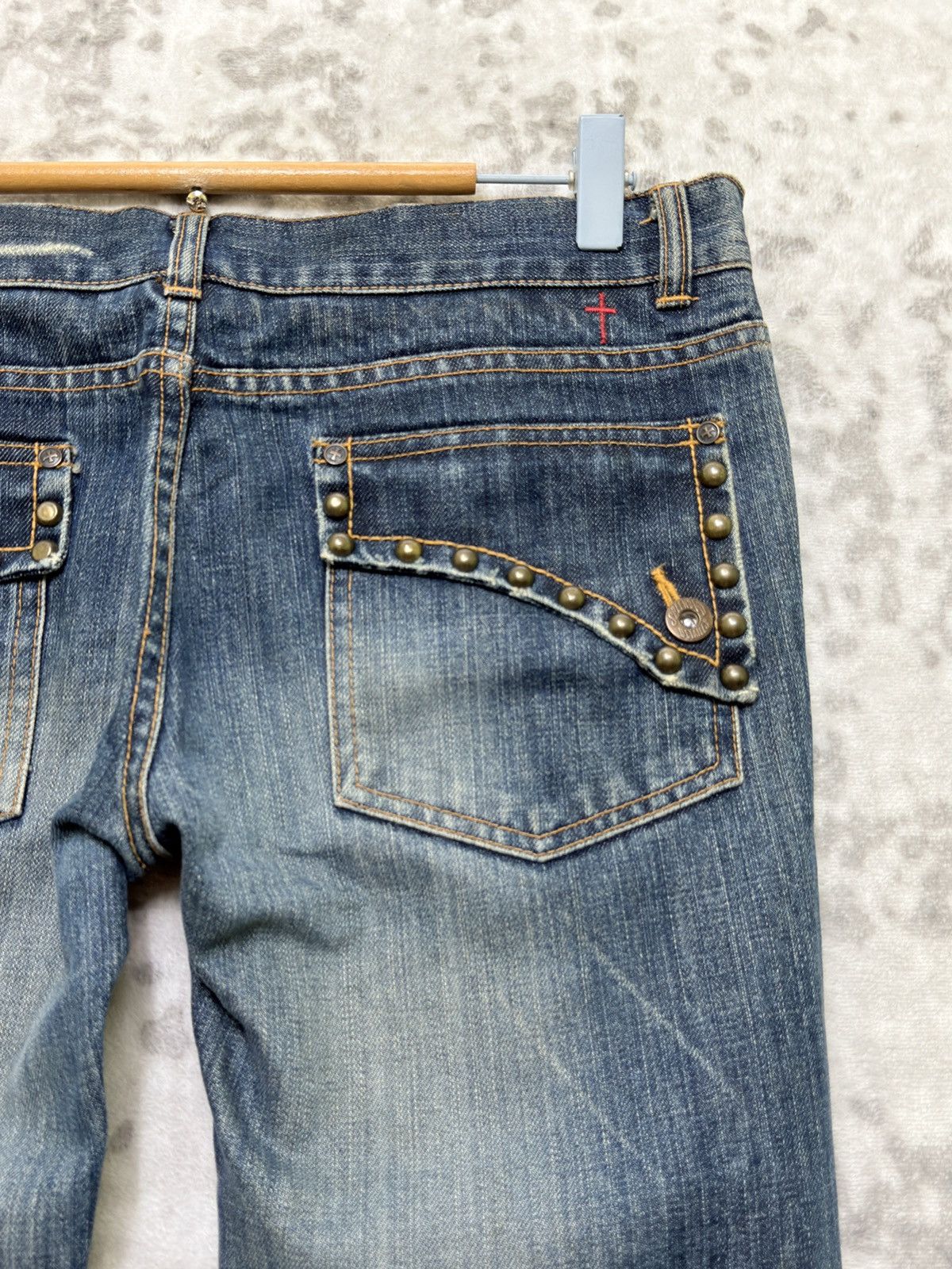 Japanese Brand Splendid Low Rise Distressed Flare Jeans Y2K Grunge Size US 32 / EU 48 - 12 Thumbnail