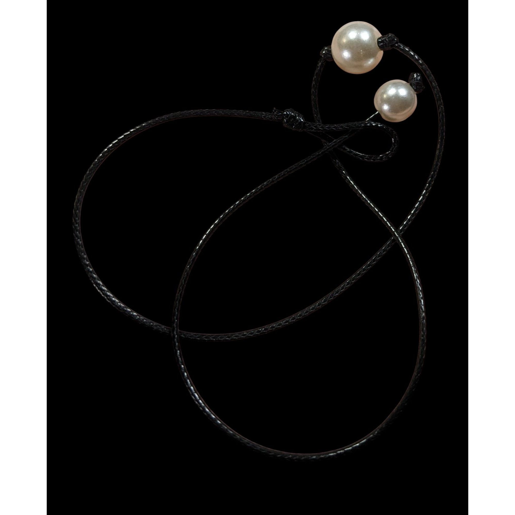Other Minimalist Faux Pearl Necklace On Black Cord Size ONE SIZE - 5 Thumbnail