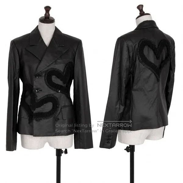 Comme des Garcons Comme des Garcons Black vintage lace heart leather top Size S / US 4 / IT 40 - 1 Thumbnail