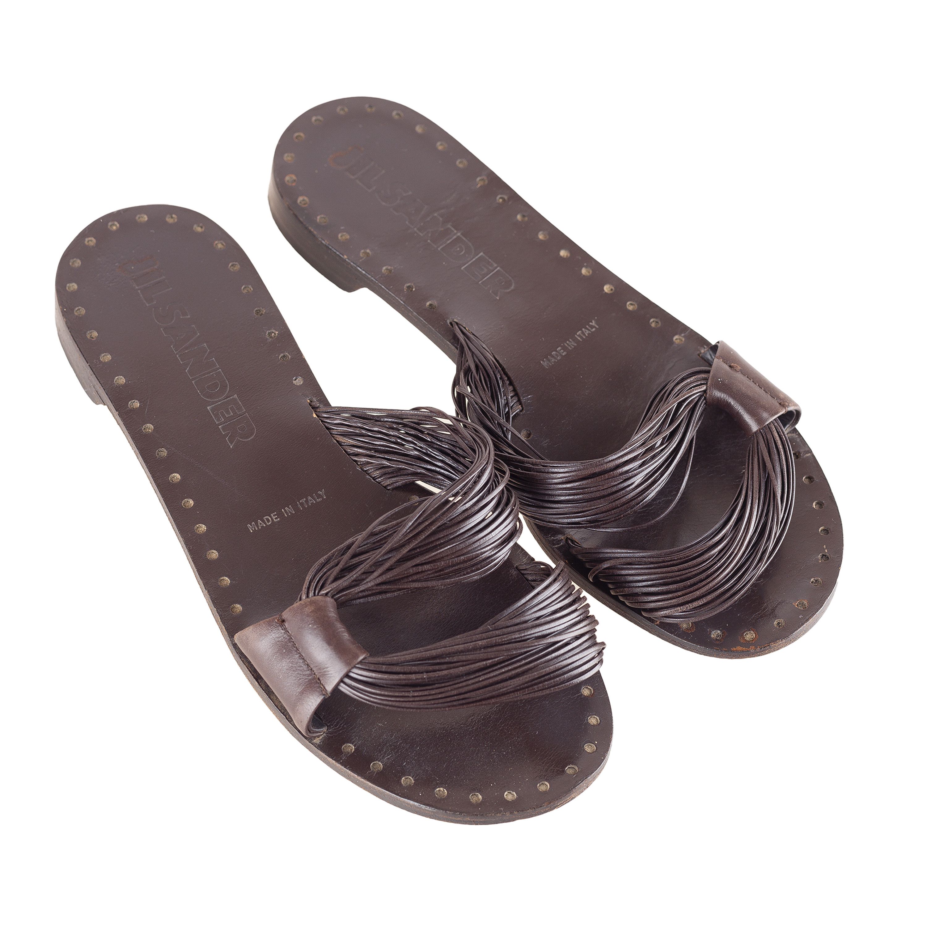 Jil Sander × Vintage JIL SANDER Brown Flat Sandals (36 EU) Size US 5 / IT 35 - 1 Thumbnail
